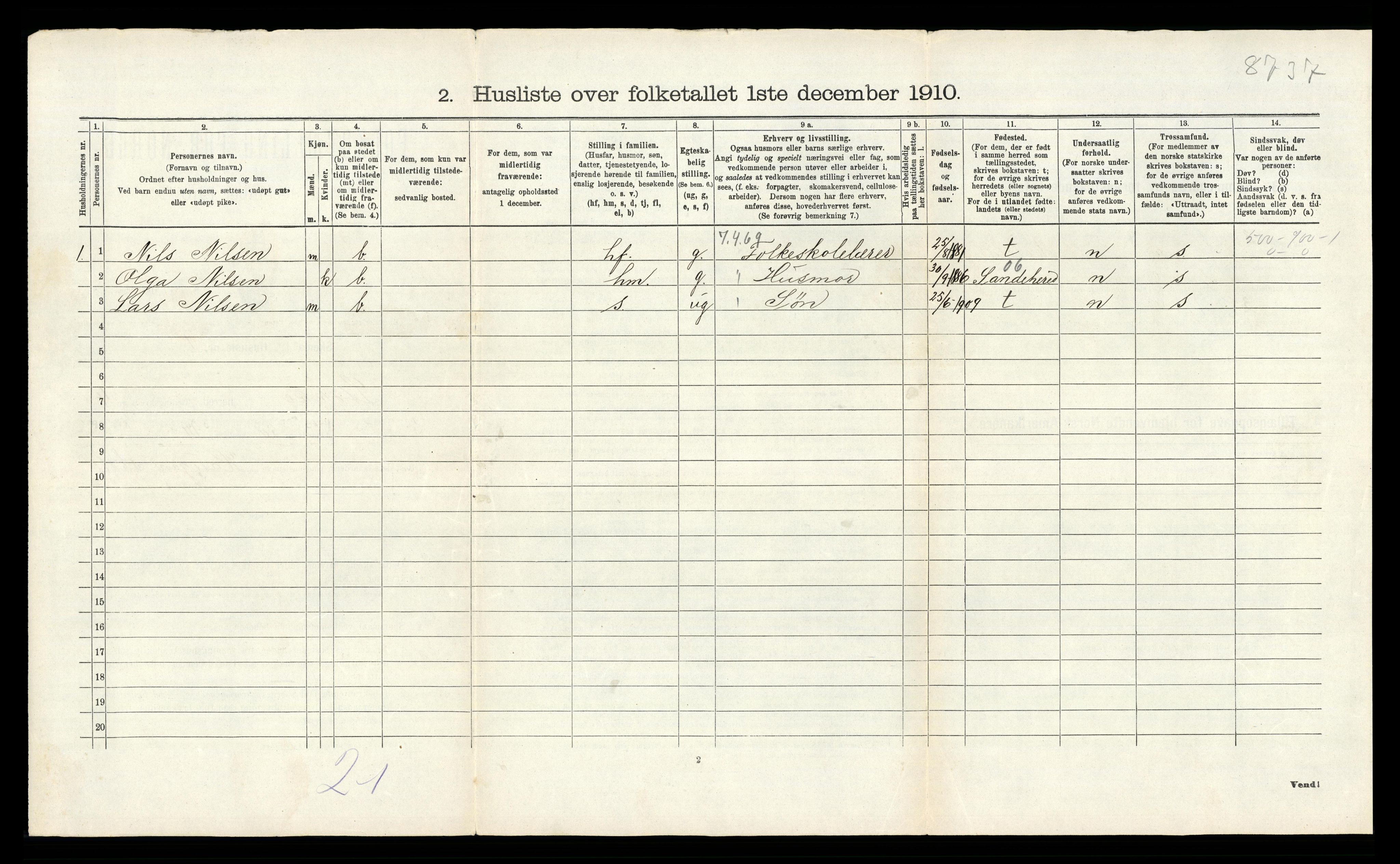 RA, 1910 census for Stokke, 1910, p. 687