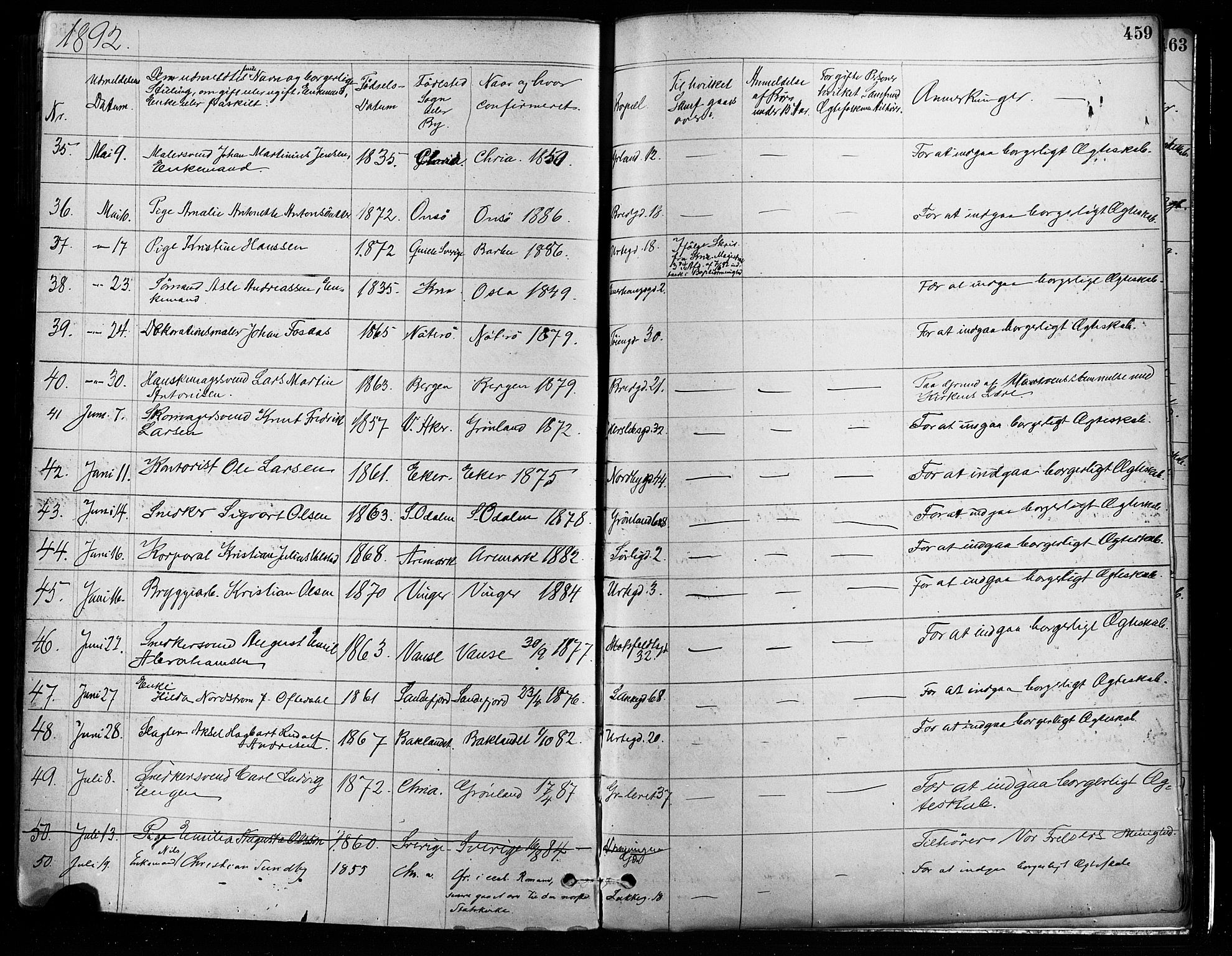 Grønland prestekontor Kirkebøker, AV/SAO-A-10848/F/Fa/L0008: Parish register (official) no. 8, 1881-1893, p. 459