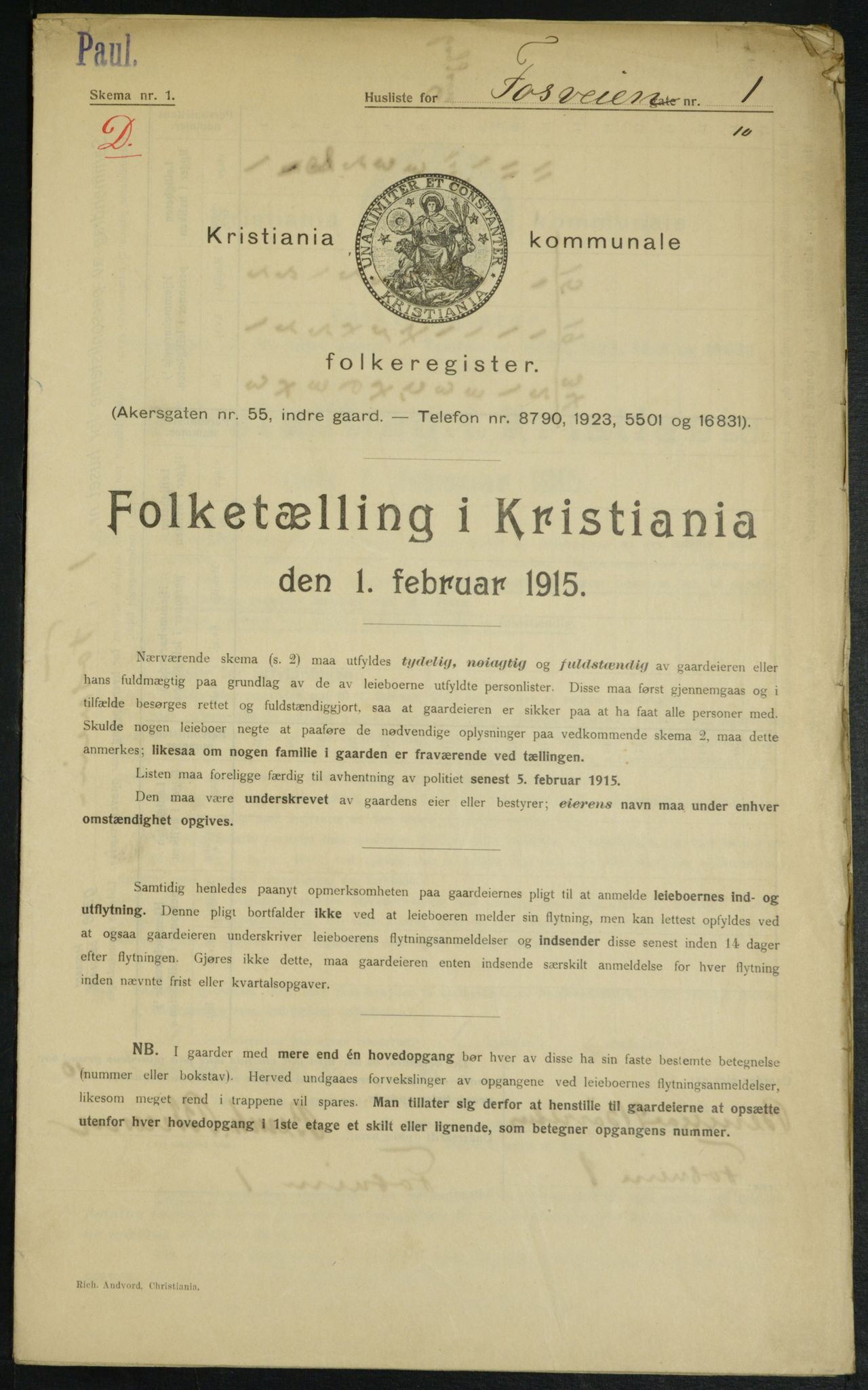 OBA, Municipal Census 1915 for Kristiania, 1915, p. 24205