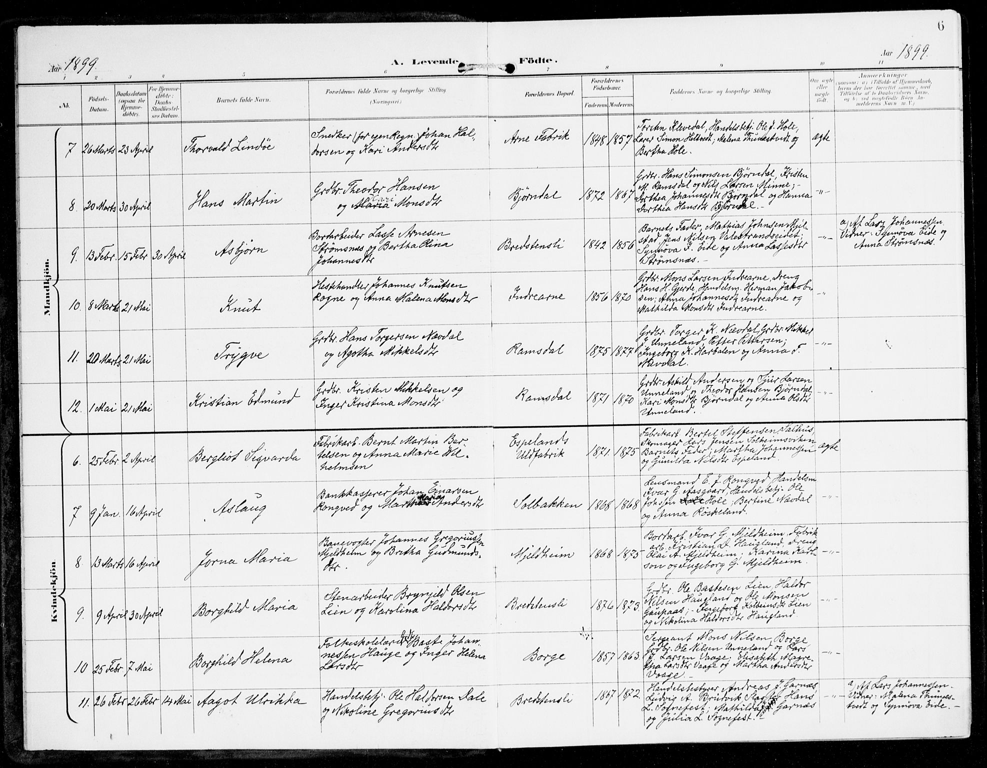 Haus sokneprestembete, SAB/A-75601/H/Haa: Parish register (official) no. D 2, 1899-1912, p. 6