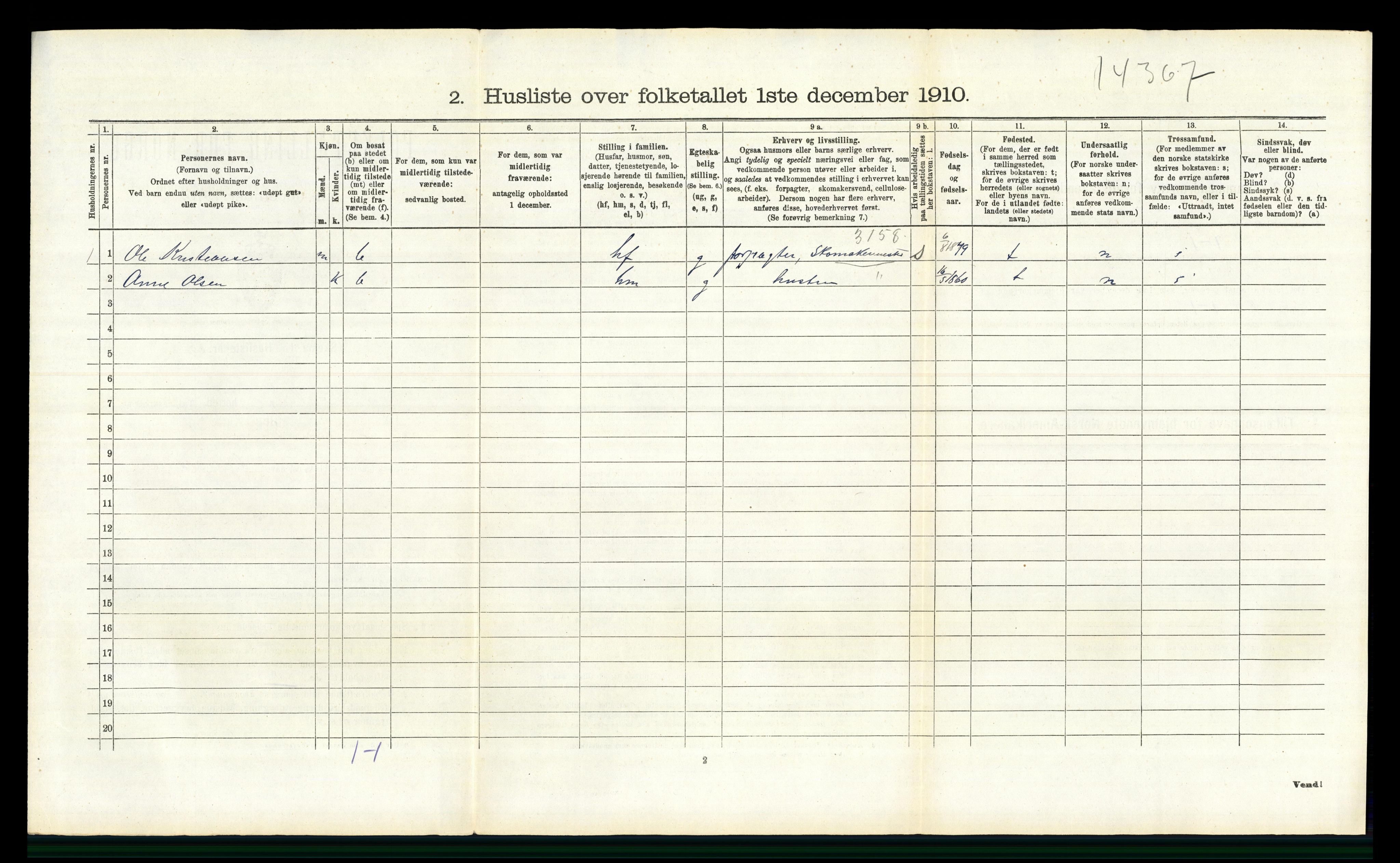 RA, 1910 census for Vang, 1910, p. 1772