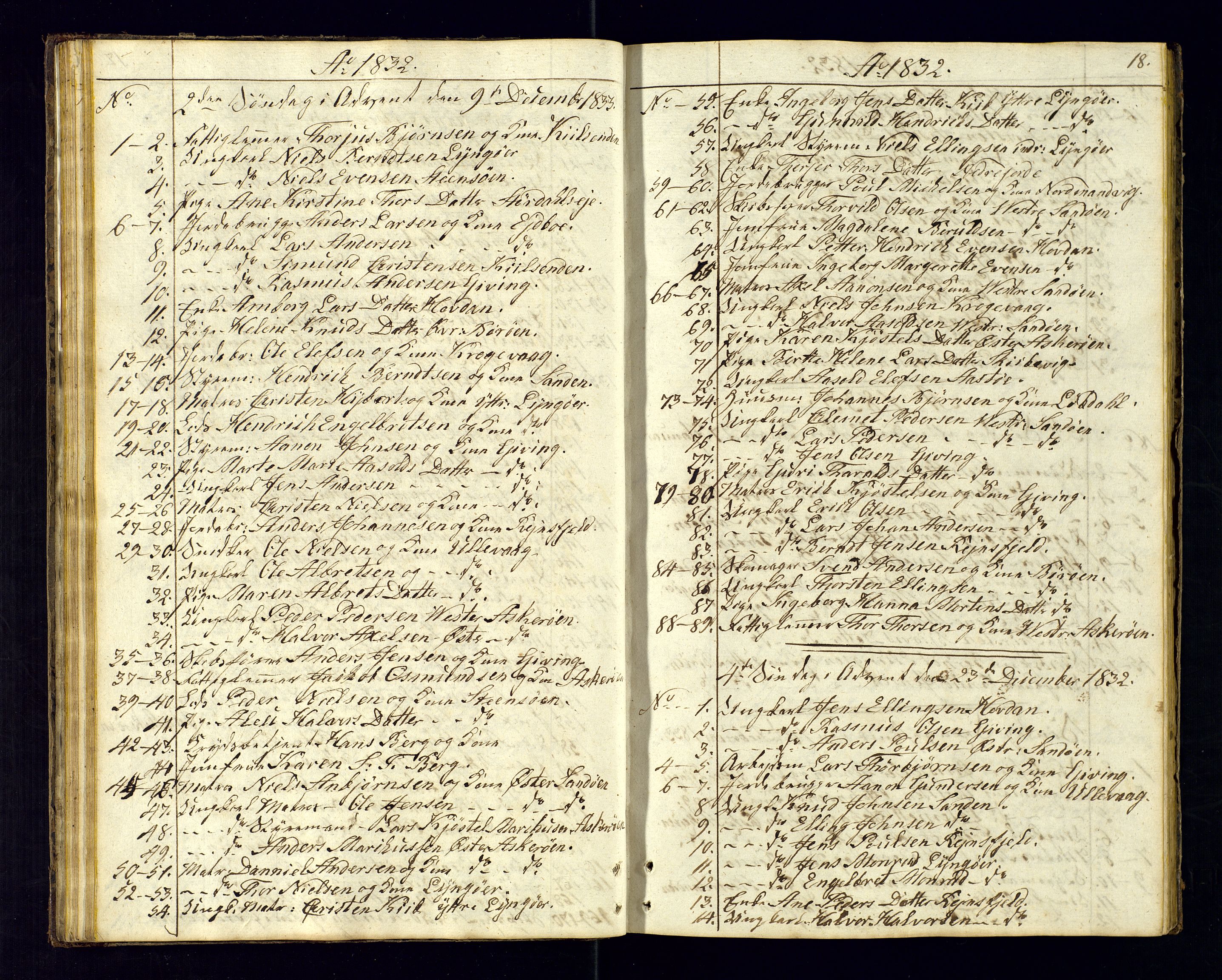 Dypvåg sokneprestkontor, AV/SAK-1111-0007/F/Fc/Fca/L0002: Communicants register no. C-2, 1831-1848, p. 18