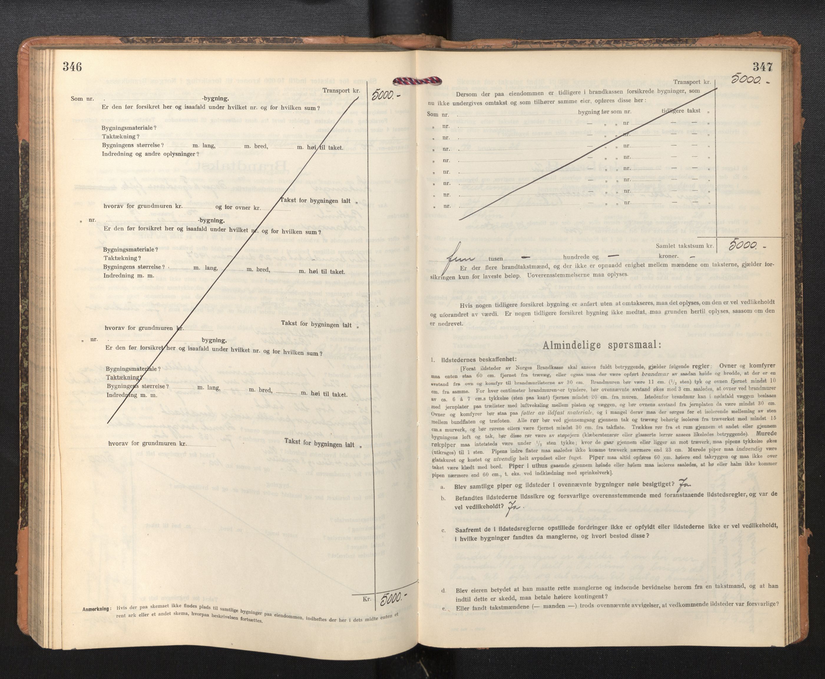 Lensmannen i Leikanger, AV/SAB-A-29201/0012/L0006: Branntakstprotokoll, skjematakst, 1920-1926, p. 346-347