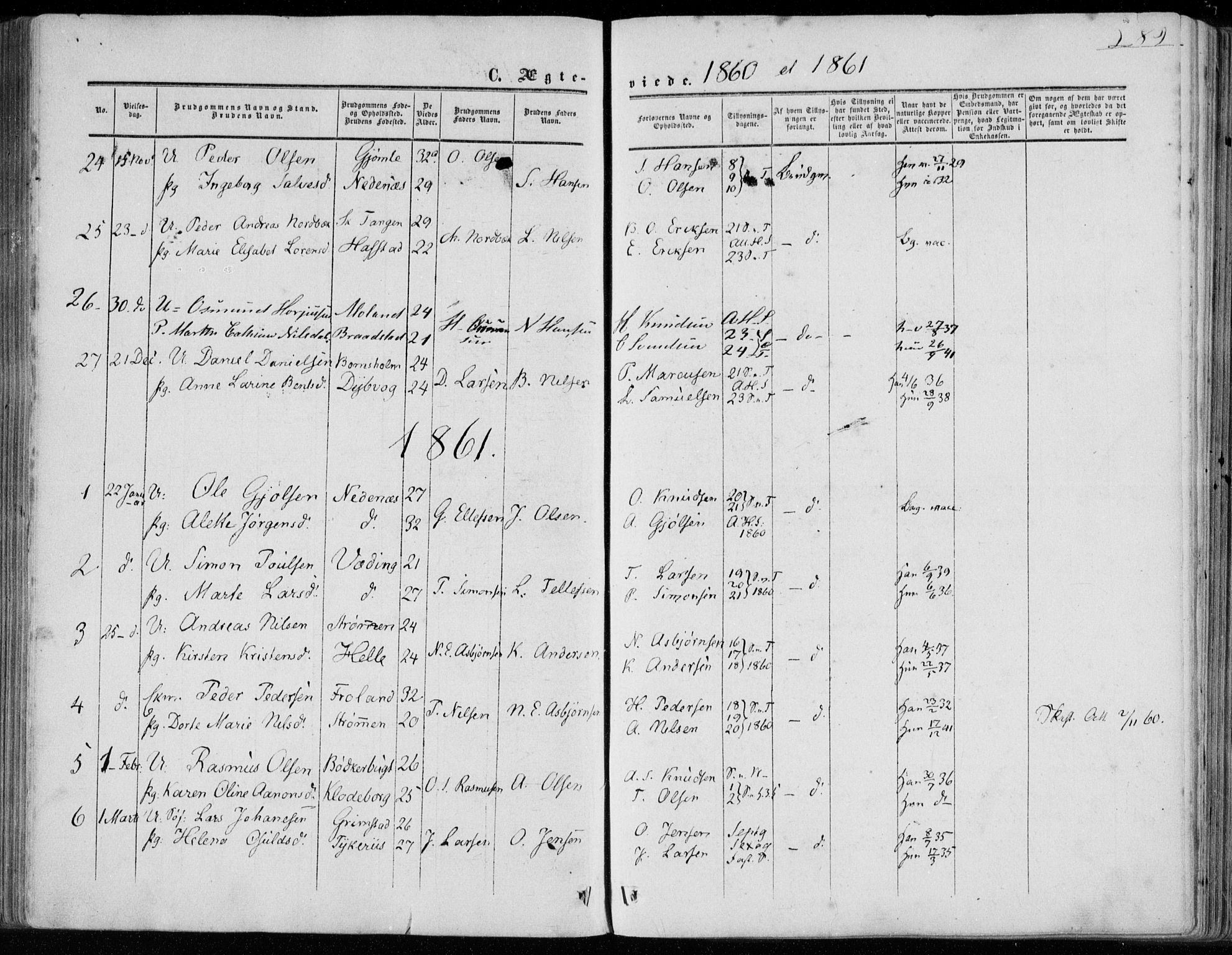 Øyestad sokneprestkontor, SAK/1111-0049/F/Fa/L0015: Parish register (official) no. A 15, 1857-1873, p. 289