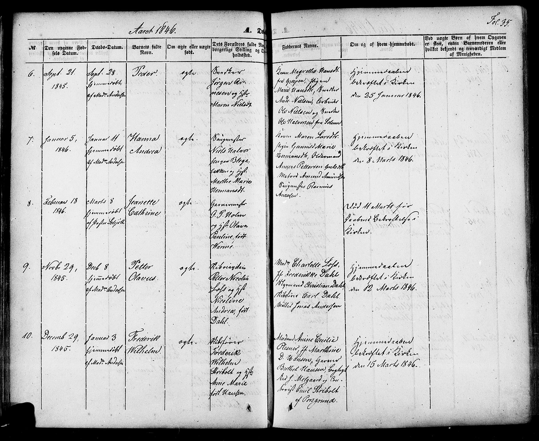 Skien kirkebøker, SAKO/A-302/F/Fa/L0006a: Parish register (official) no. 6A, 1843-1856, p. 35