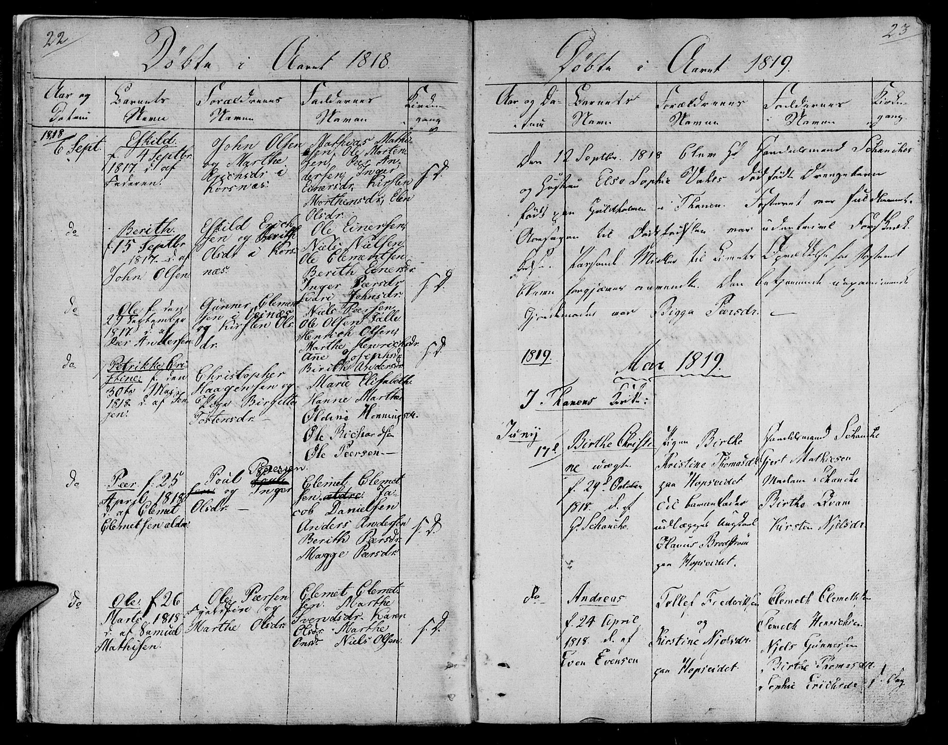 Lebesby sokneprestkontor, SATØ/S-1353/H/Ha/L0002kirke: Parish register (official) no. 2, 1816-1833, p. 22-23