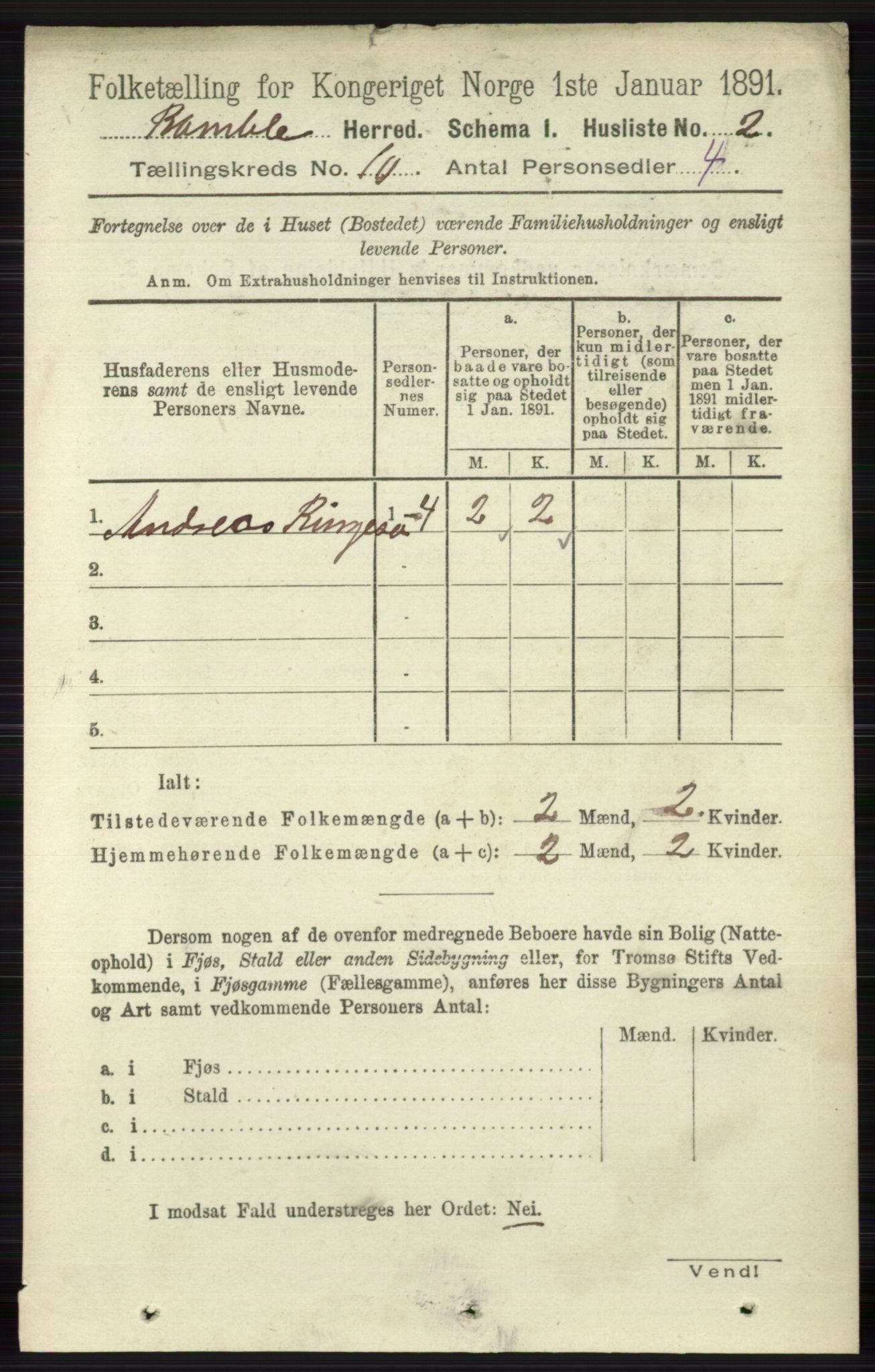 RA, 1891 census for 0814 Bamble, 1891, p. 5704