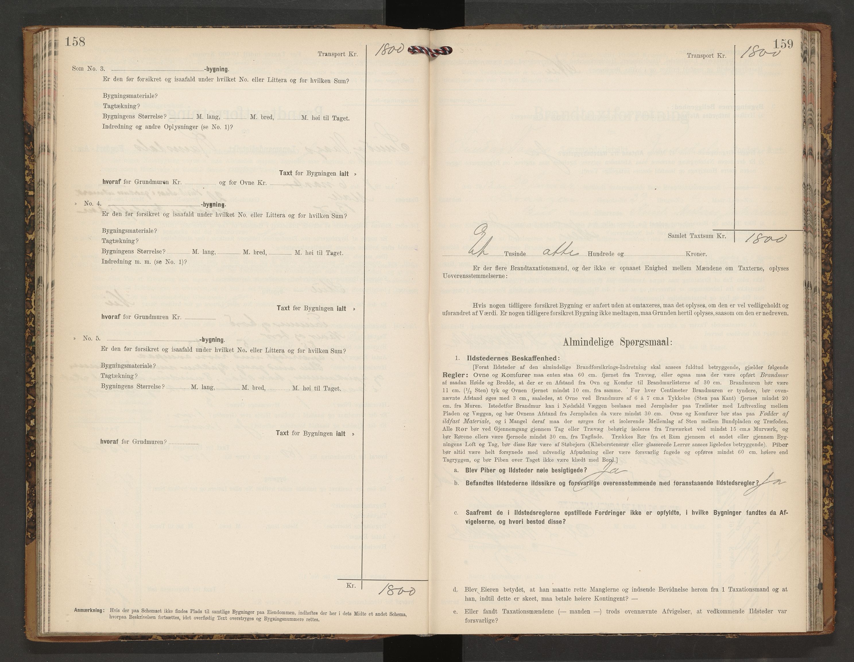 Norges Brannkasse Vågøy og Sund, AV/SAT-A-5504/Fb/L0002: Branntakstprotokoll, 1904-1913, p. 158-159