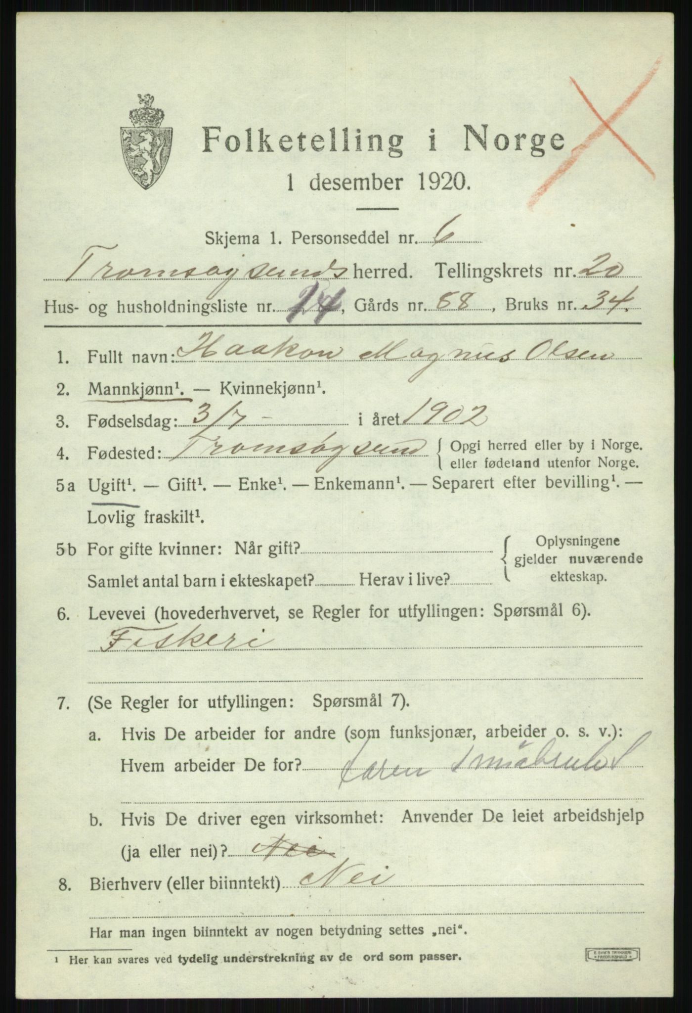 SATØ, 1920 census for Tromsøysund, 1920, p. 10760