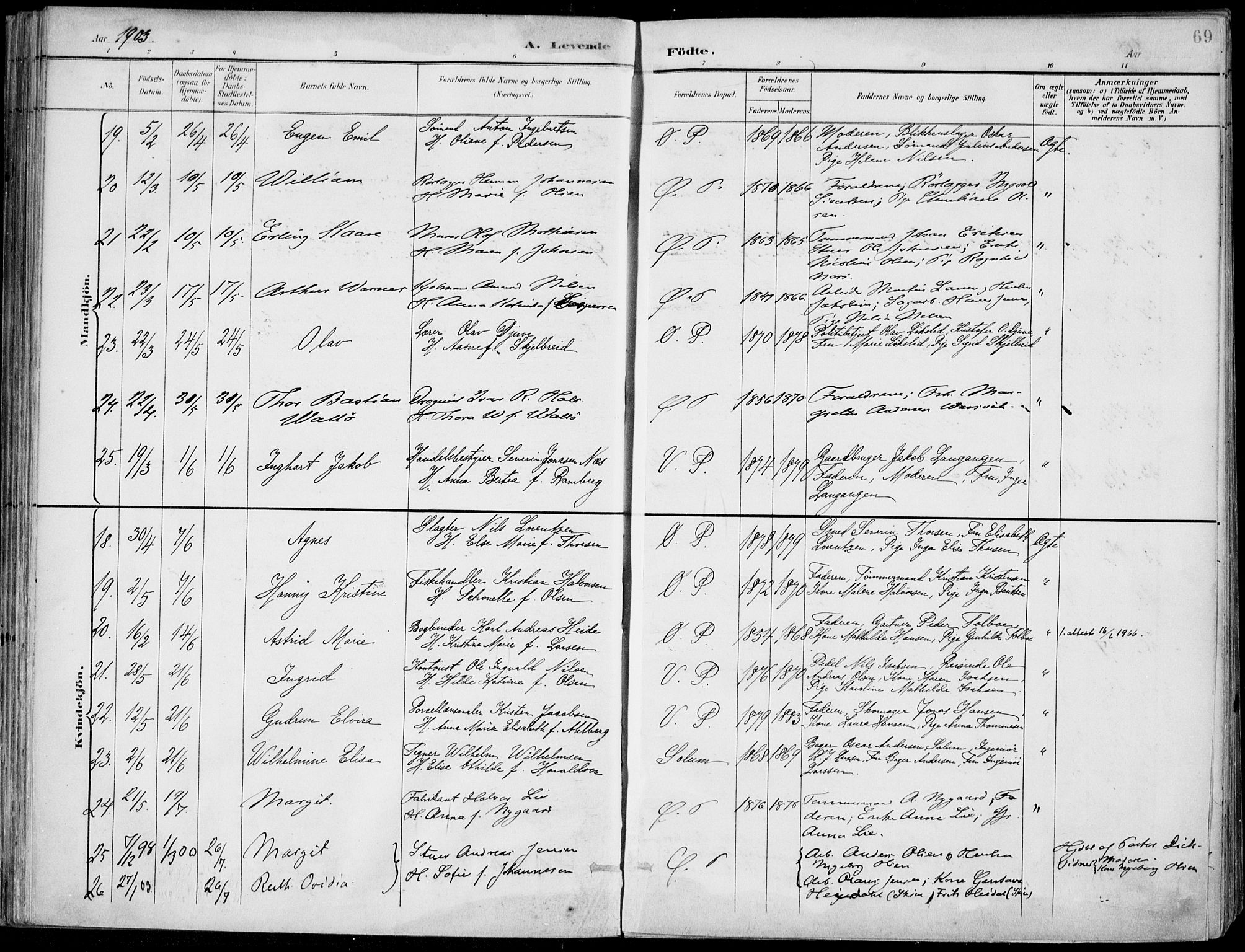 Porsgrunn kirkebøker , AV/SAKO-A-104/F/Fa/L0010: Parish register (official) no. 10, 1895-1919, p. 69