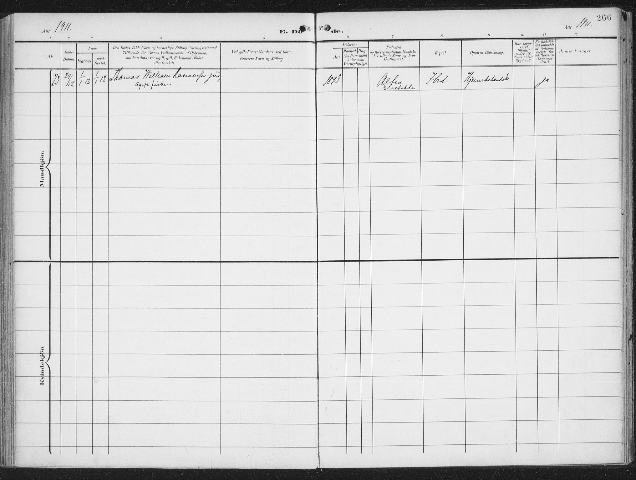 Alta sokneprestkontor, AV/SATØ-S-1338/H/Ha/L0005.kirke: Parish register (official) no. 5, 1904-1918, p. 266