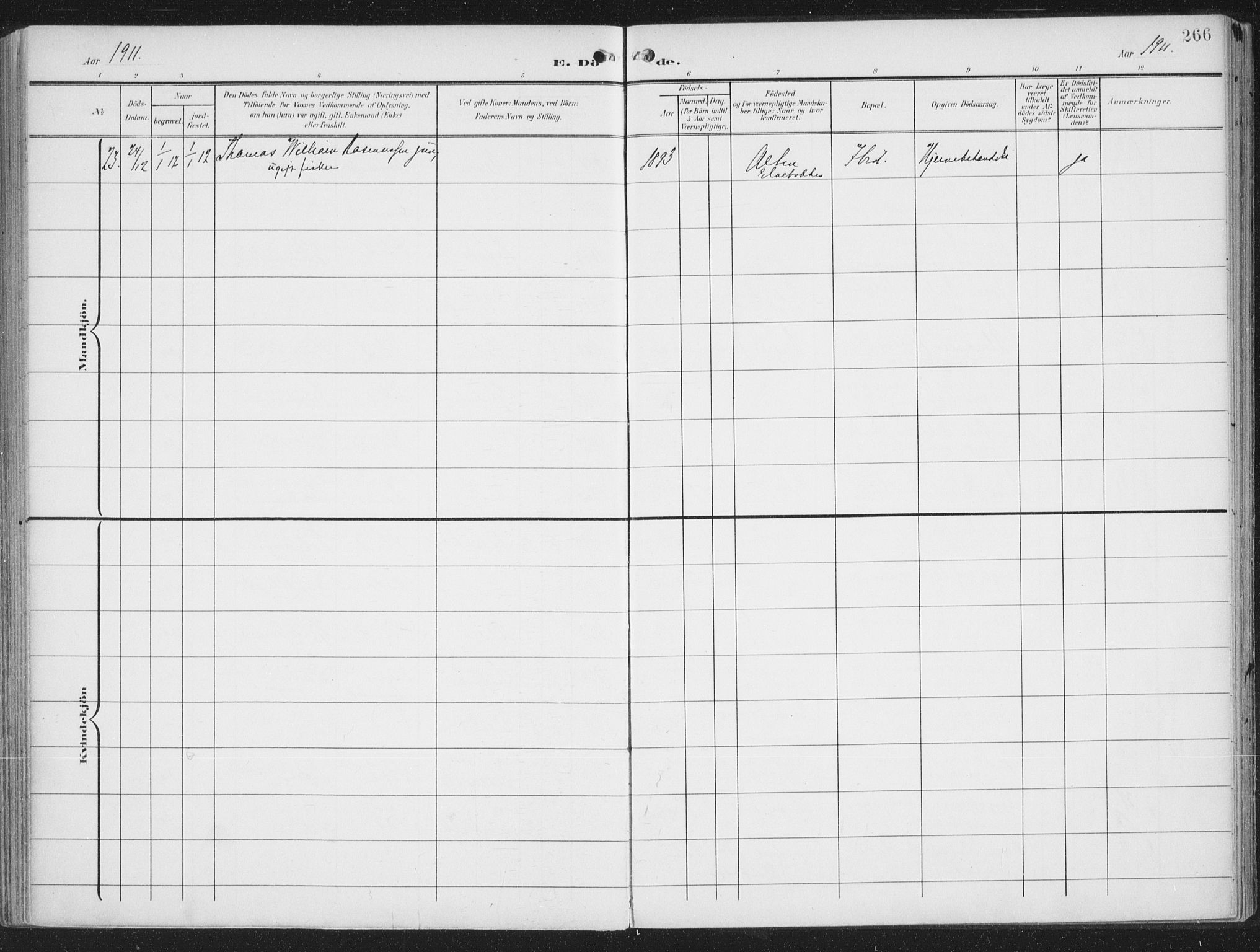 Alta sokneprestkontor, SATØ/S-1338/H/Ha/L0005.kirke: Parish register (official) no. 5, 1904-1918, p. 266