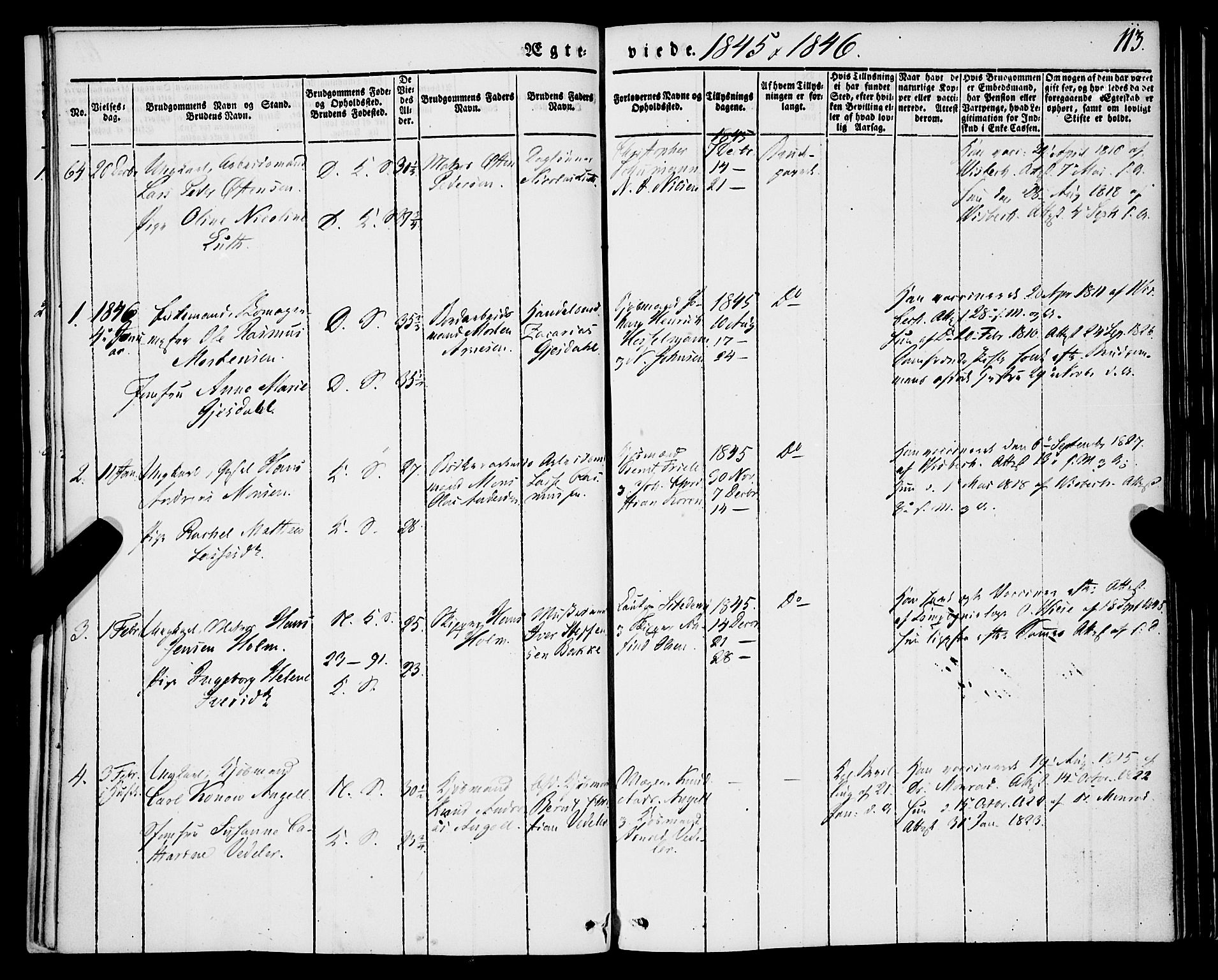 Korskirken sokneprestembete, SAB/A-76101/H/Haa/L0034: Parish register (official) no. D 1, 1832-1852, p. 113