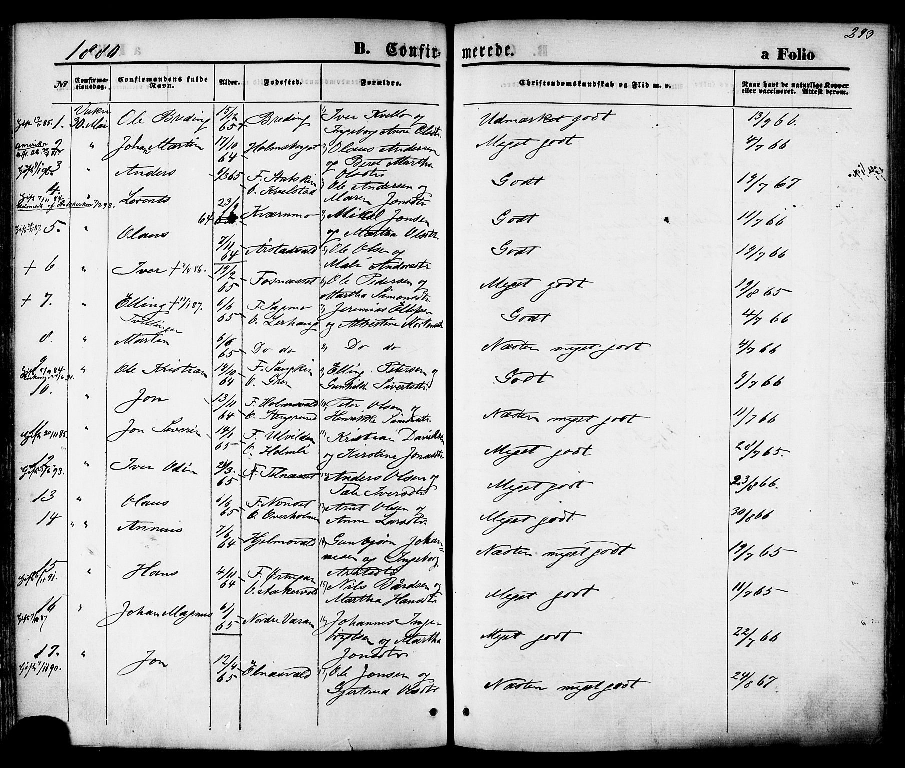 Ministerialprotokoller, klokkerbøker og fødselsregistre - Nord-Trøndelag, SAT/A-1458/723/L0242: Parish register (official) no. 723A11, 1870-1880, p. 293