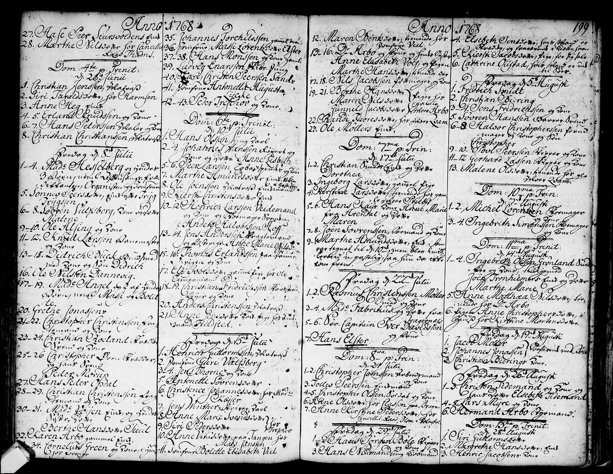 Strømsø kirkebøker, SAKO/A-246/F/Fa/L0008: Parish register (official) no. I 8, 1748-1774, p. 199