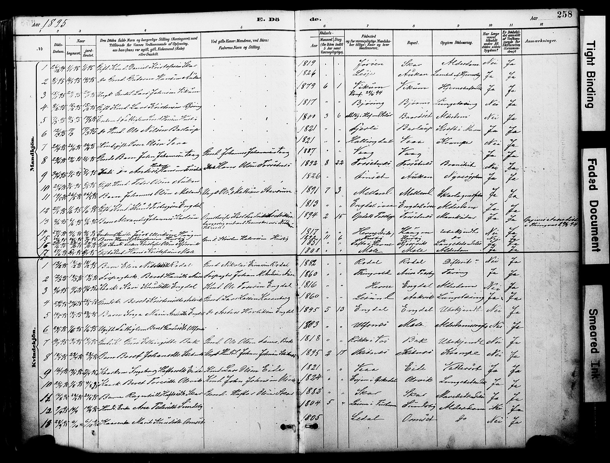 Ministerialprotokoller, klokkerbøker og fødselsregistre - Møre og Romsdal, AV/SAT-A-1454/578/L0907: Parish register (official) no. 578A06, 1887-1904, p. 258