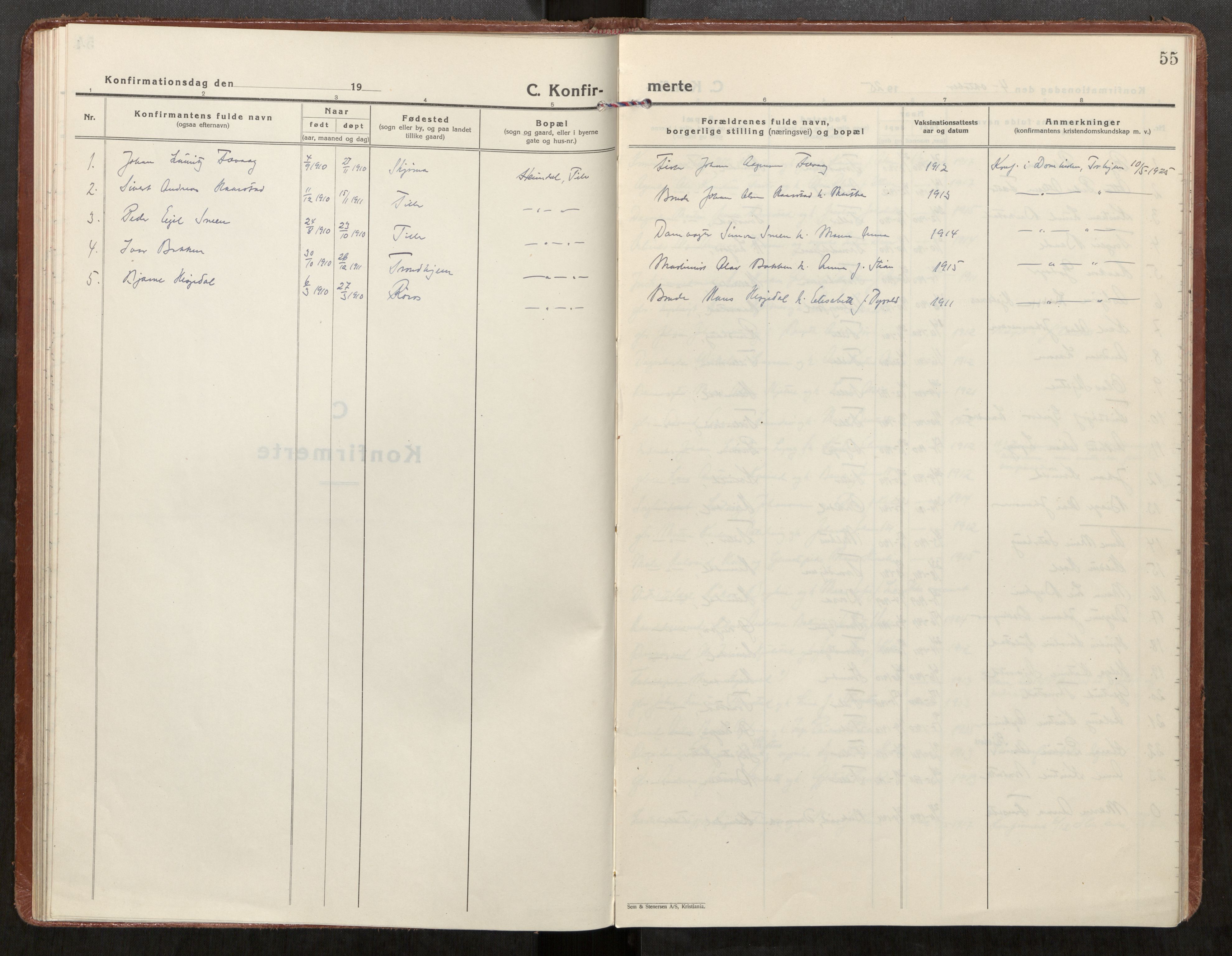 Klæbu sokneprestkontor, SAT/A-1112: Parish register (official) no. 4, 1925-1943, p. 55