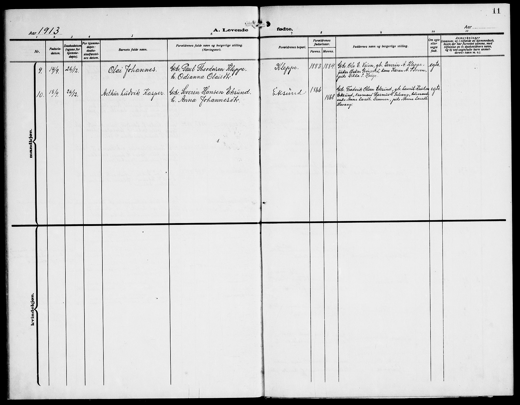 Ministerialprotokoller, klokkerbøker og fødselsregistre - Møre og Romsdal, AV/SAT-A-1454/508/L0096: Parish register (official) no. 508A03, 1911-1920, p. 11