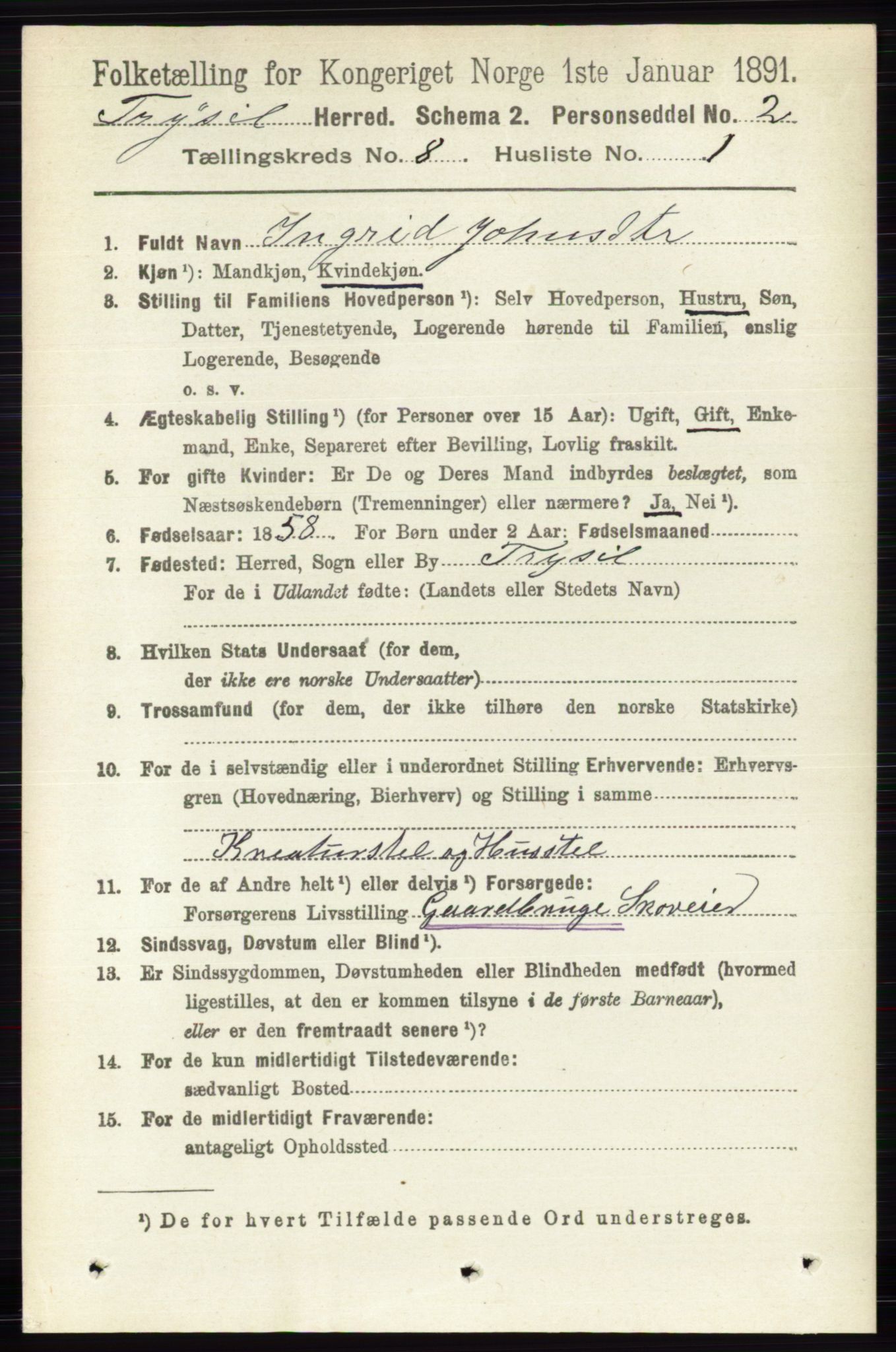 RA, 1891 census for 0428 Trysil, 1891, p. 3641