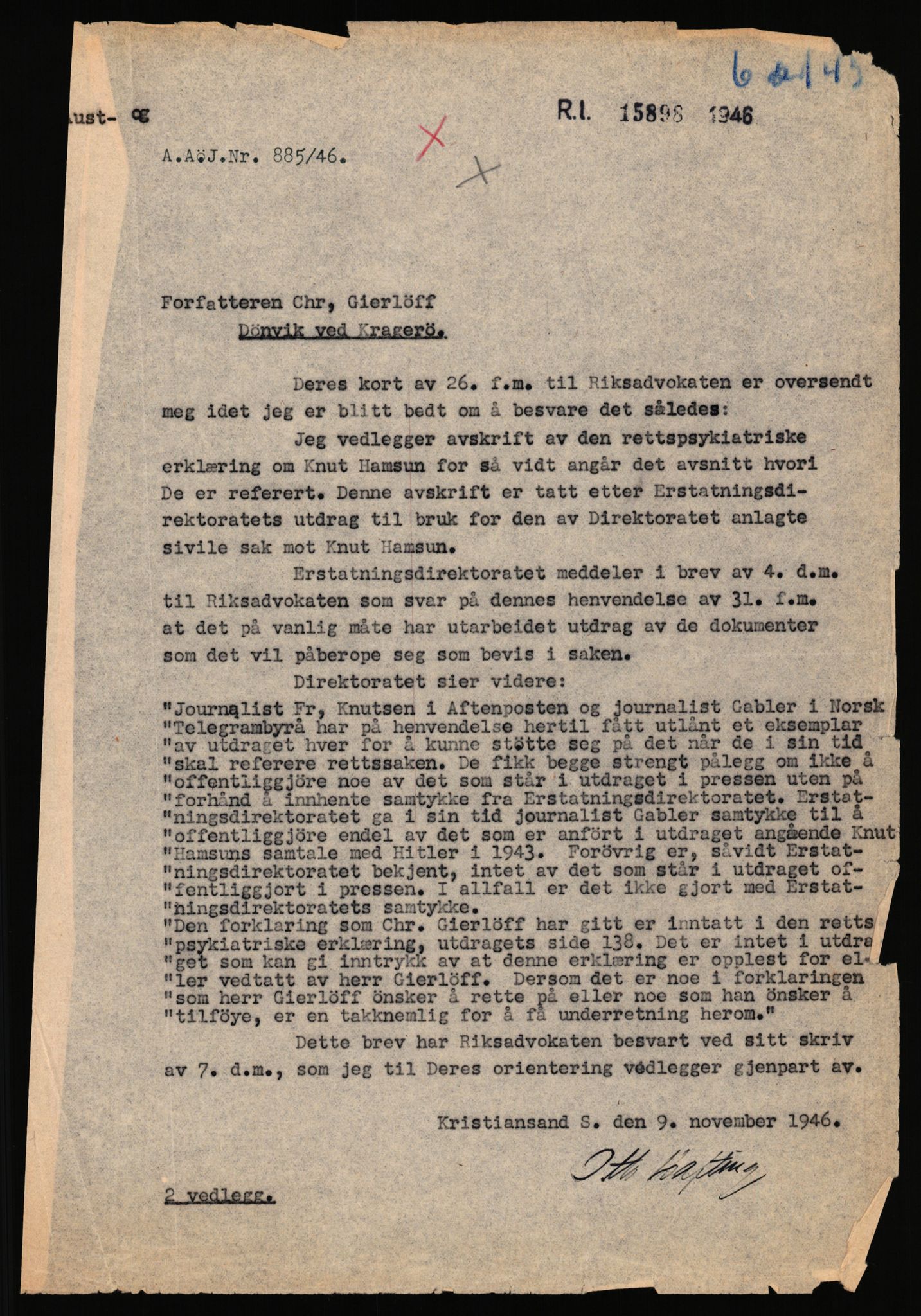 Landssvikarkivet, Arendal politikammer, AV/RA-S-3138-25/D/Dc, 1945-1951, p. 405