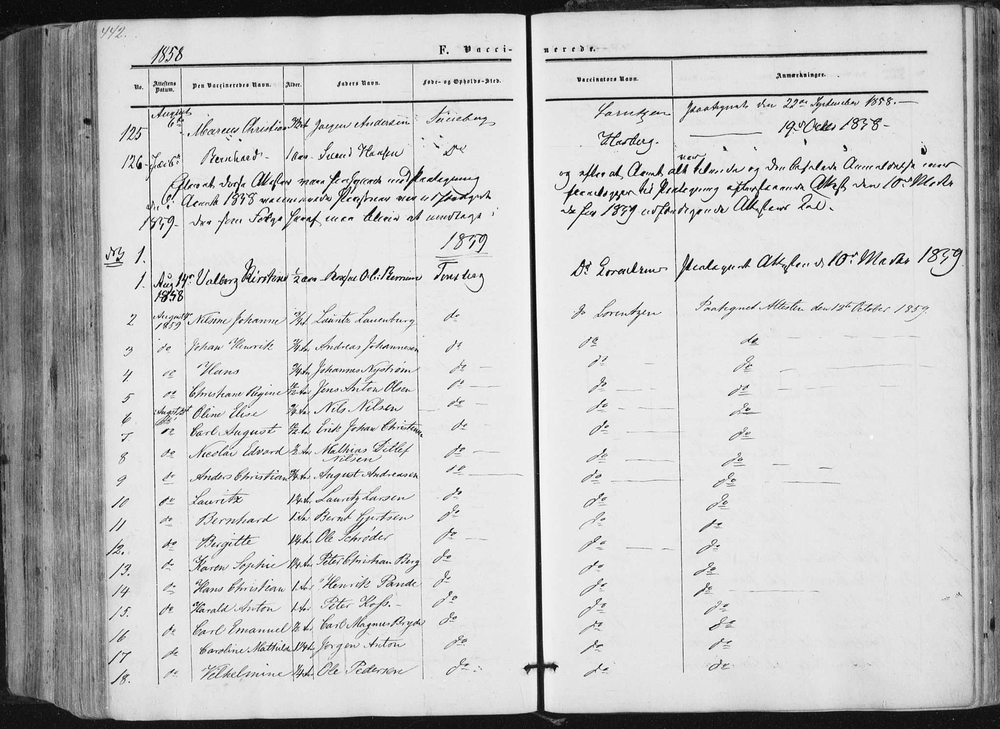 Tønsberg kirkebøker, AV/SAKO-A-330/F/Fa/L0008: Parish register (official) no. I 8, 1855-1864, p. 442