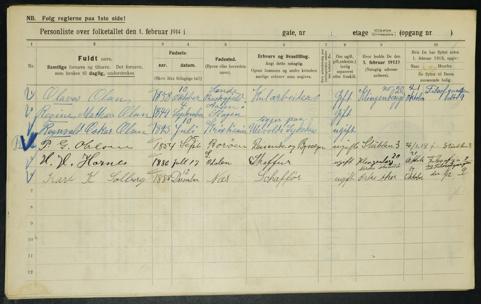 OBA, Municipal Census 1914 for Kristiania, 1914, p. 24411