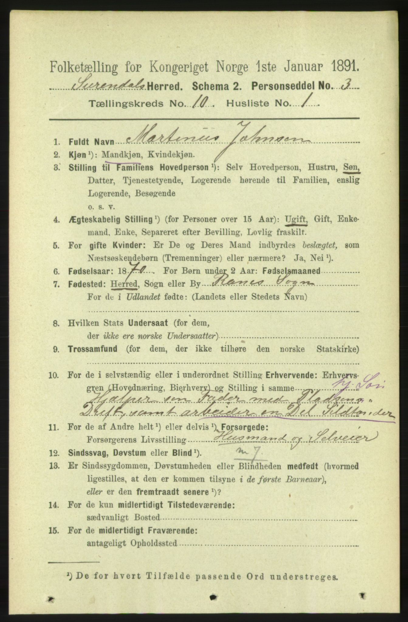 RA, 1891 census for 1566 Surnadal, 1891, p. 2531