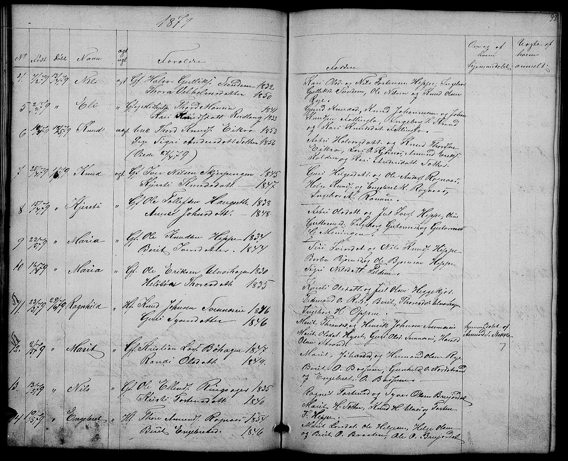 Nord-Aurdal prestekontor, SAH/PREST-132/H/Ha/Hab/L0004: Parish register (copy) no. 4, 1842-1882, p. 93