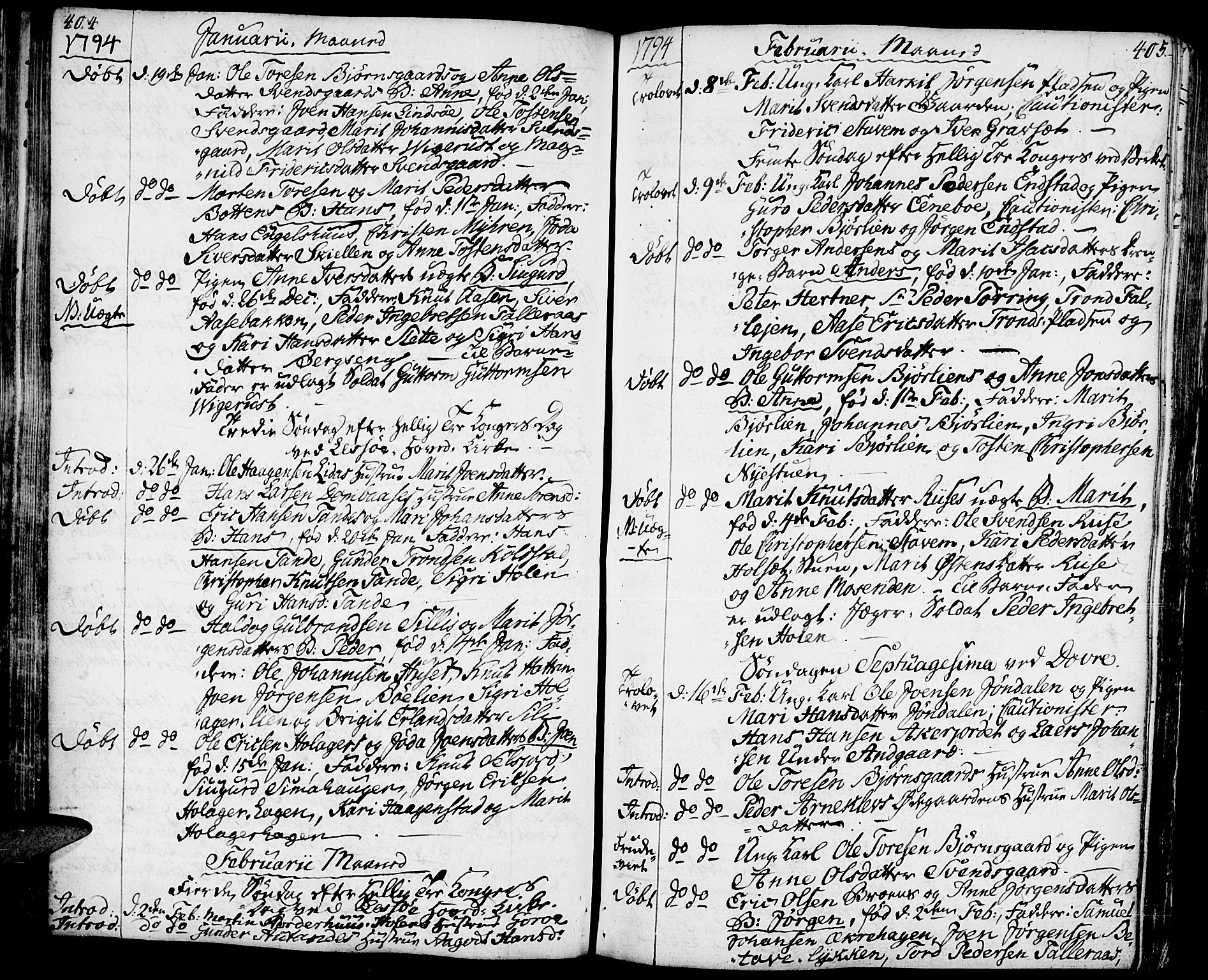 Lesja prestekontor, AV/SAH-PREST-068/H/Ha/Haa/L0003: Parish register (official) no. 3, 1777-1819, p. 404-405