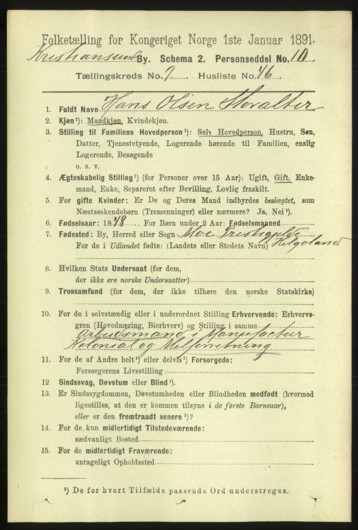 RA, 1891 census for 1503 Kristiansund, 1891, p. 7606