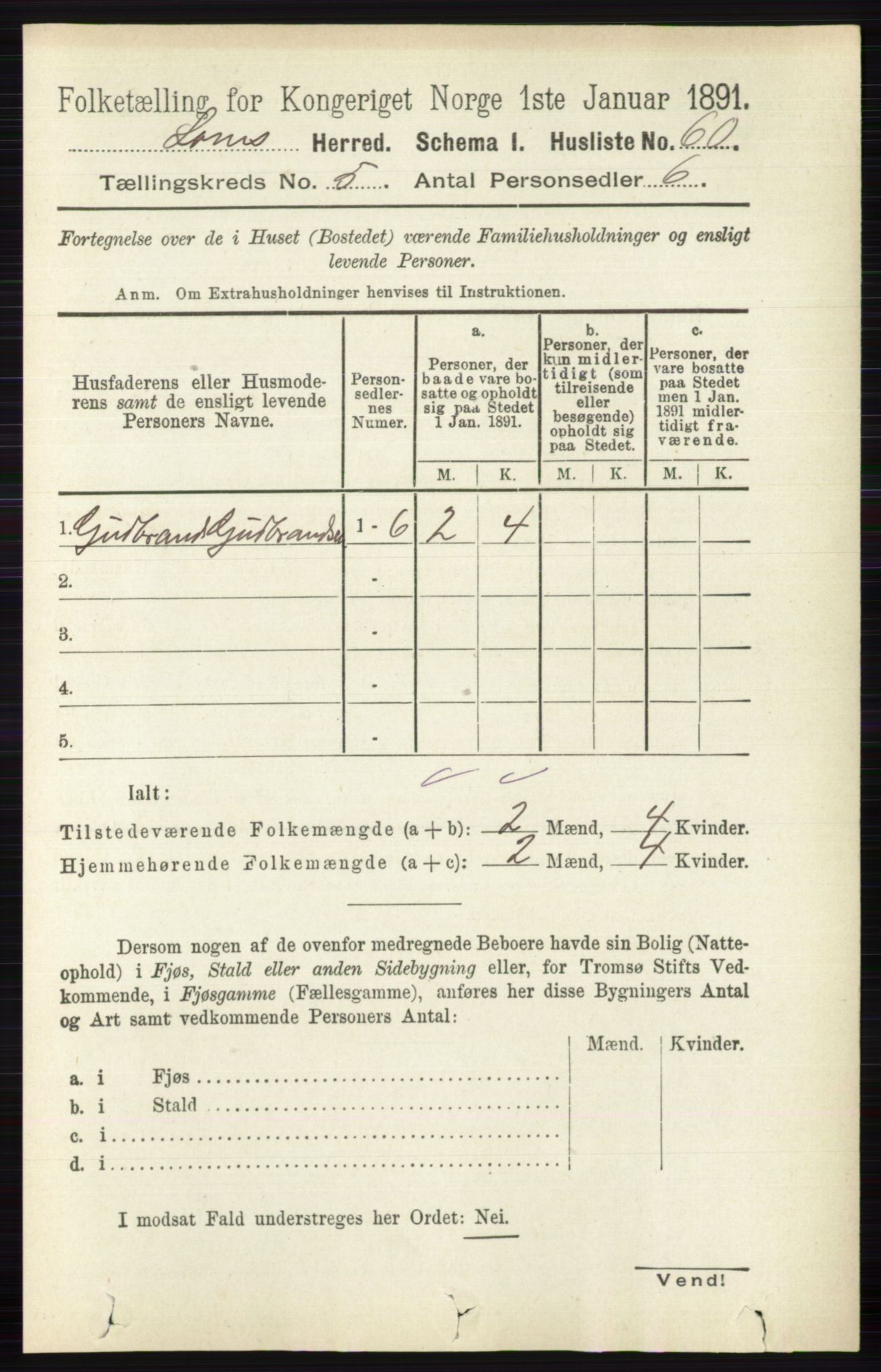 RA, 1891 census for 0514 Lom, 1891, p. 1837