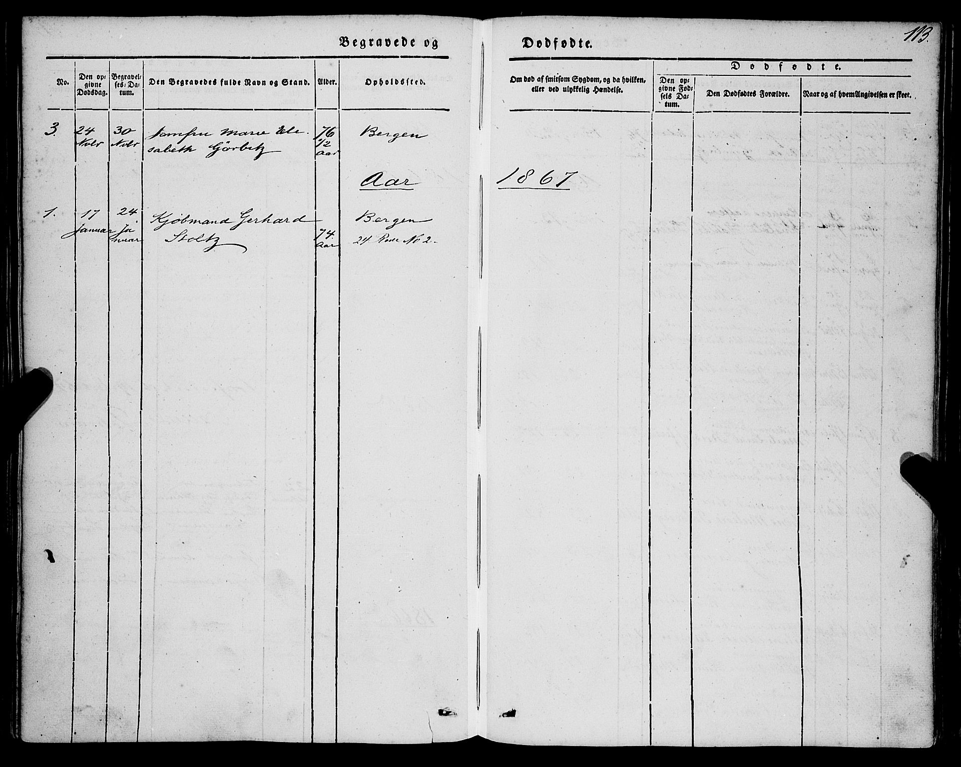 Mariakirken Sokneprestembete, SAB/A-76901/H/Haa/L0006: Parish register (official) no. A 6, 1846-1877, p. 113