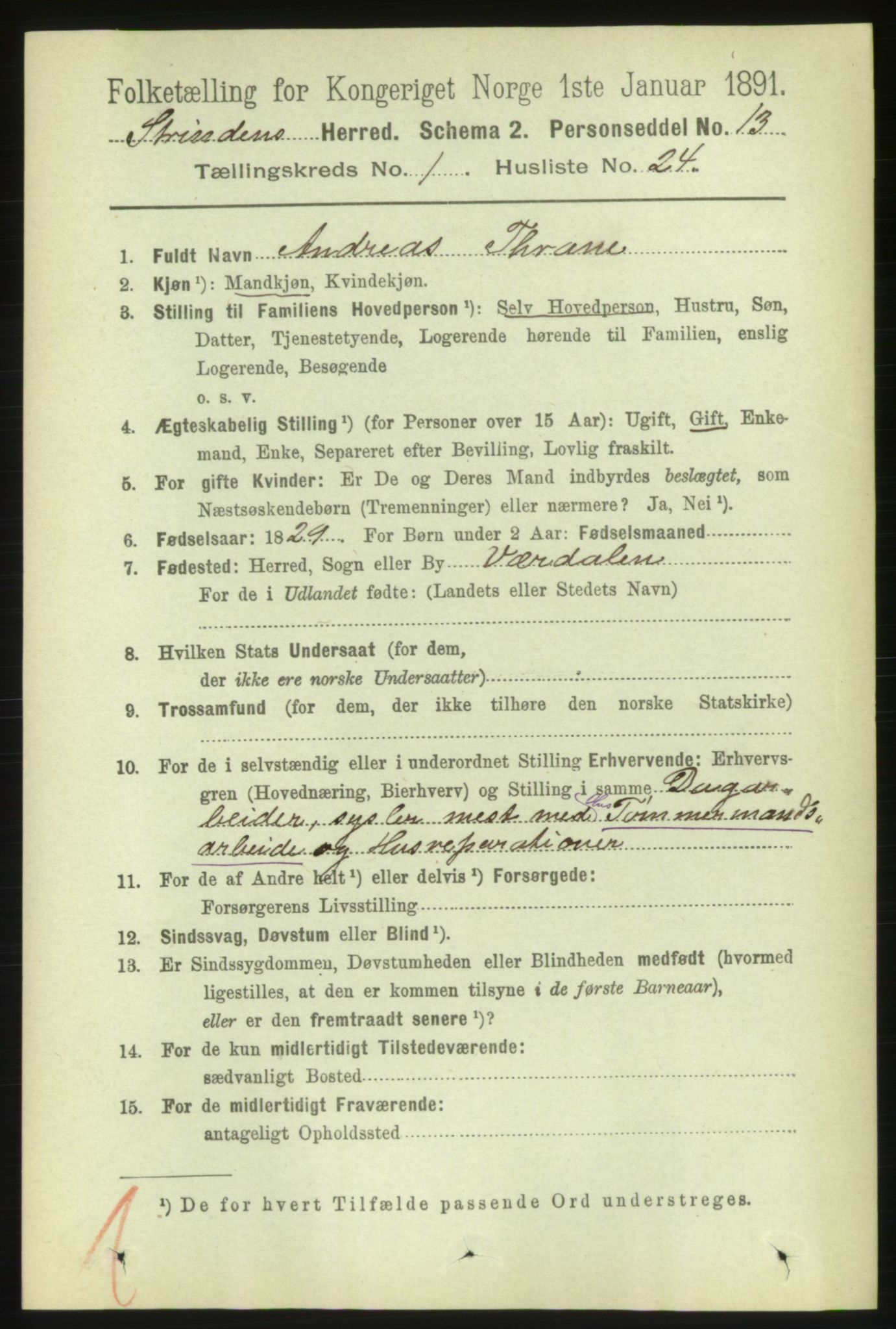 RA, 1891 census for 1660 Strinda, 1891, p. 364