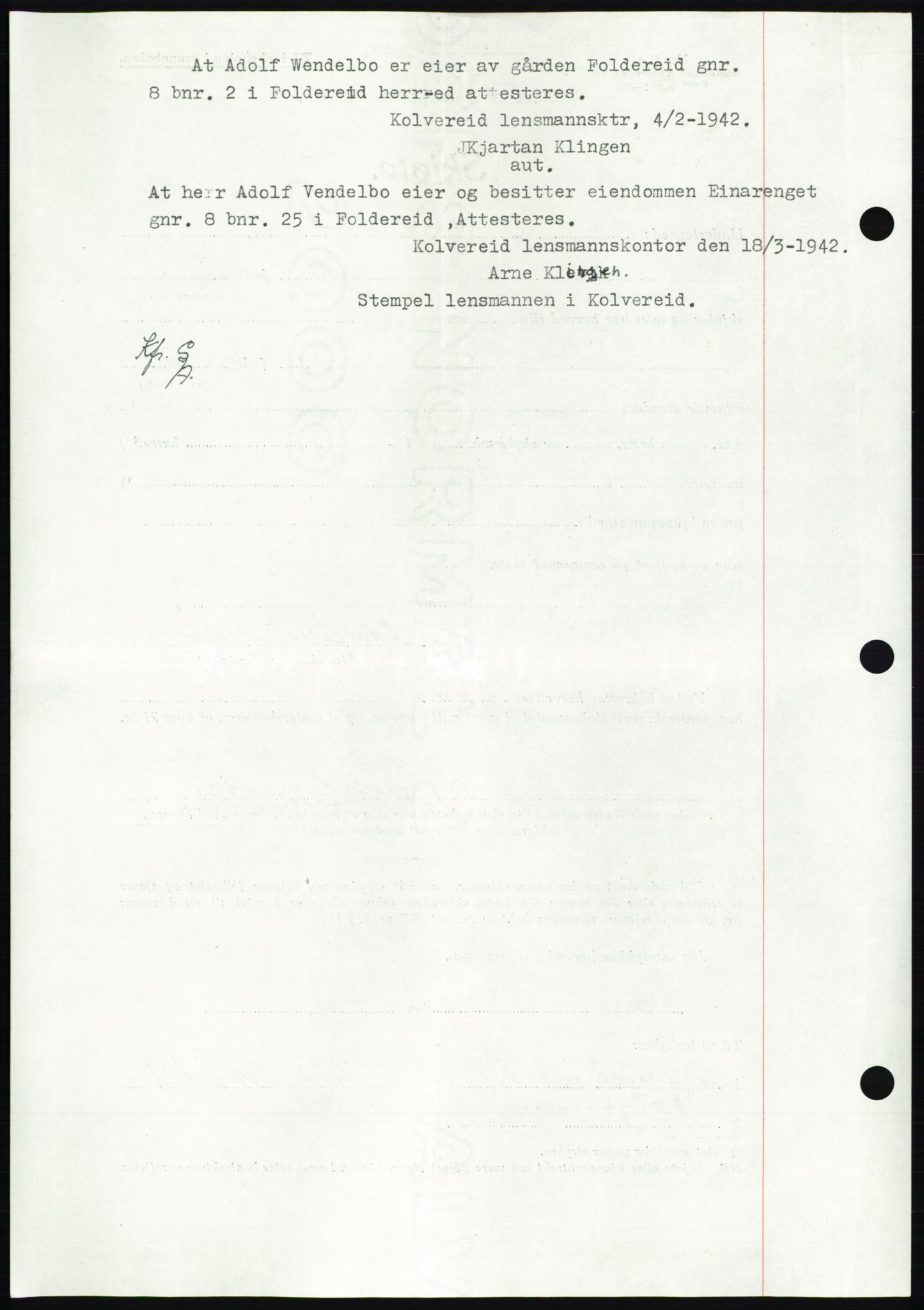 Namdal sorenskriveri, AV/SAT-A-4133/1/2/2C: Mortgage book no. -, 1941-1942, Diary no: : 635/1942