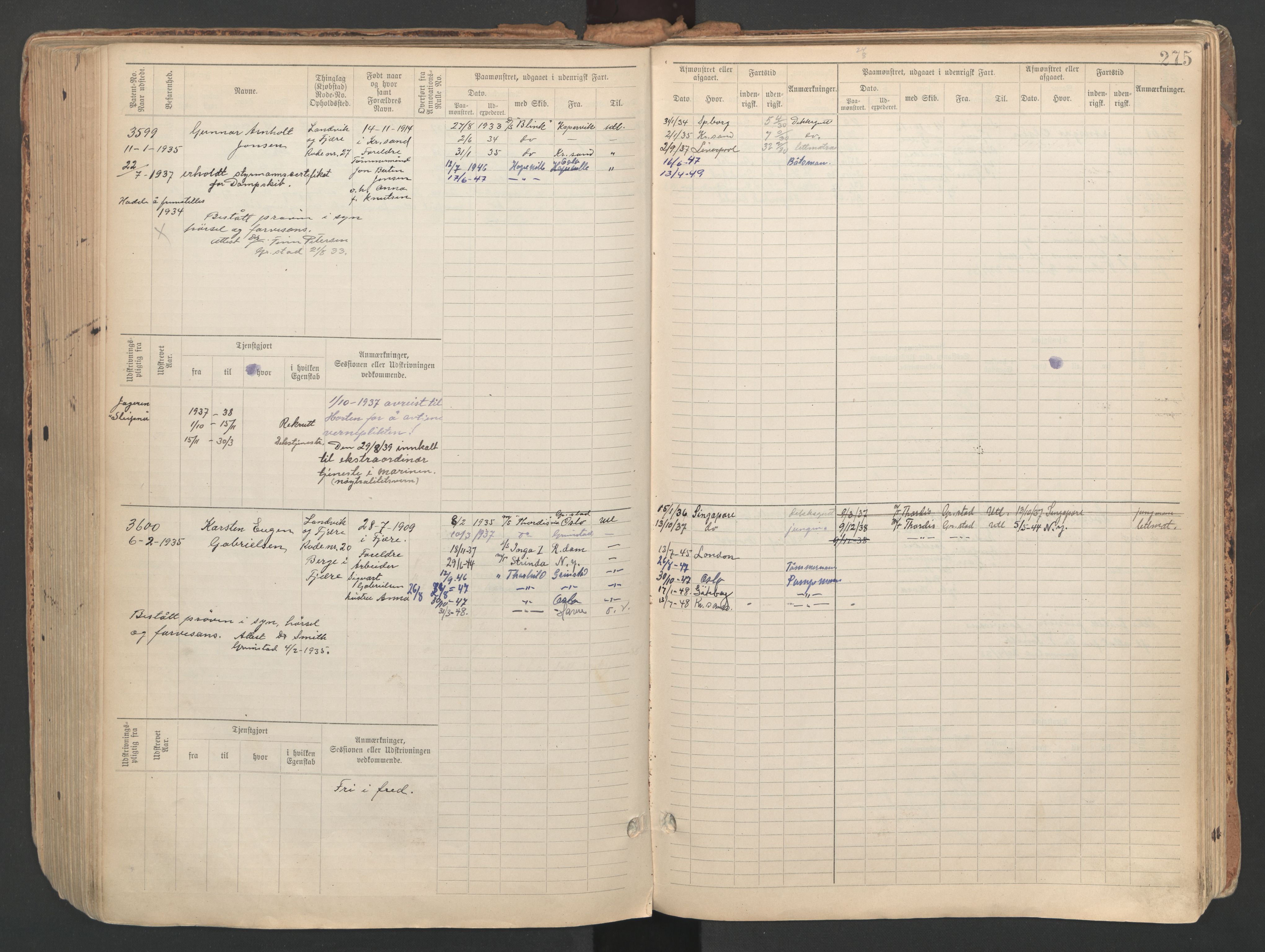 Grimstad mønstringskrets, SAK/2031-0013/F/Fb/L0013: Hovedrulle A nr 3052-3814, V-26, 1900-1943, p. 297