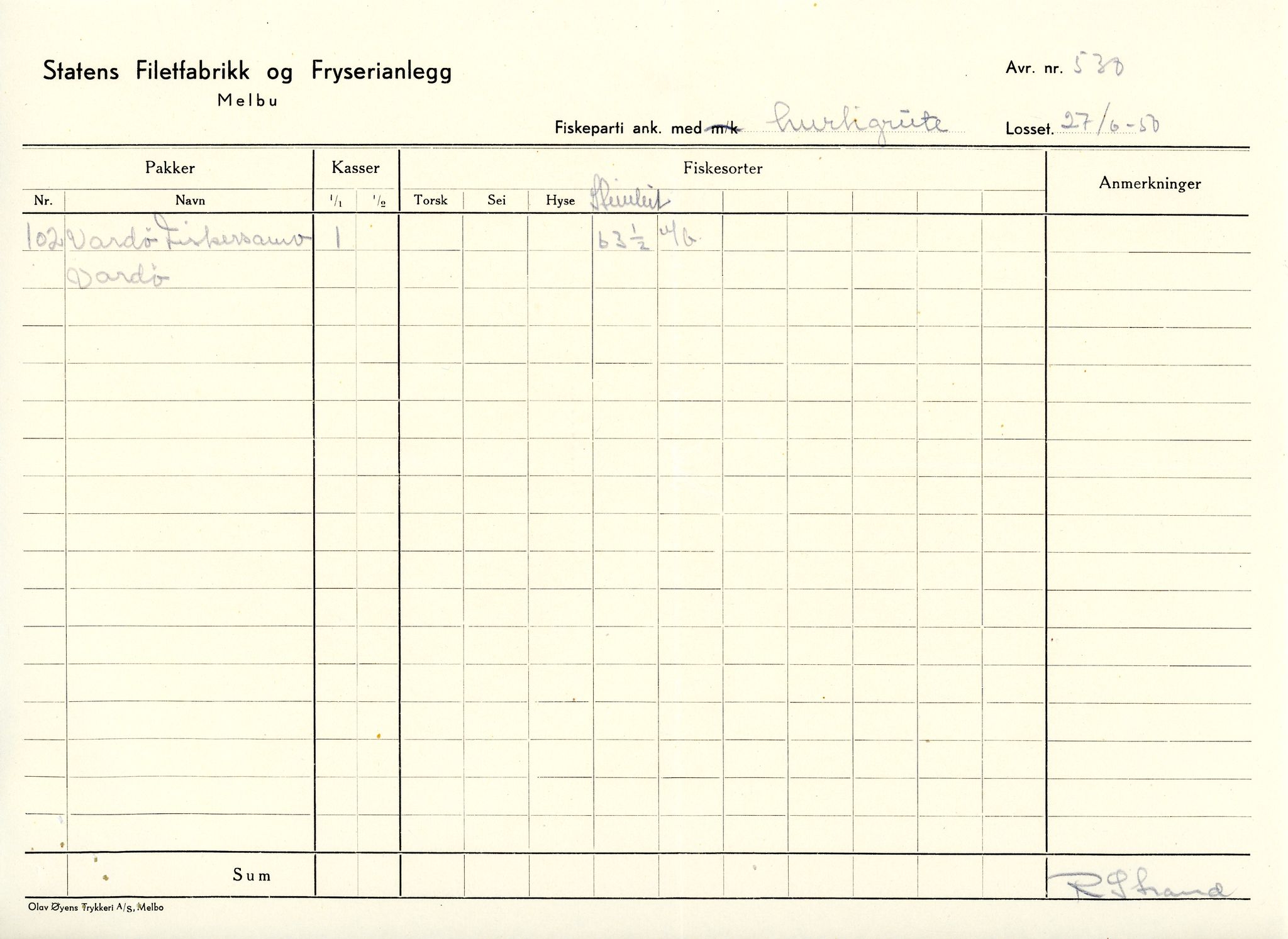 Vardø Fiskersamvirkelag, VAMU/A-0037/D/Da/L0006: Korrespondanse Re-St, 1947-1951