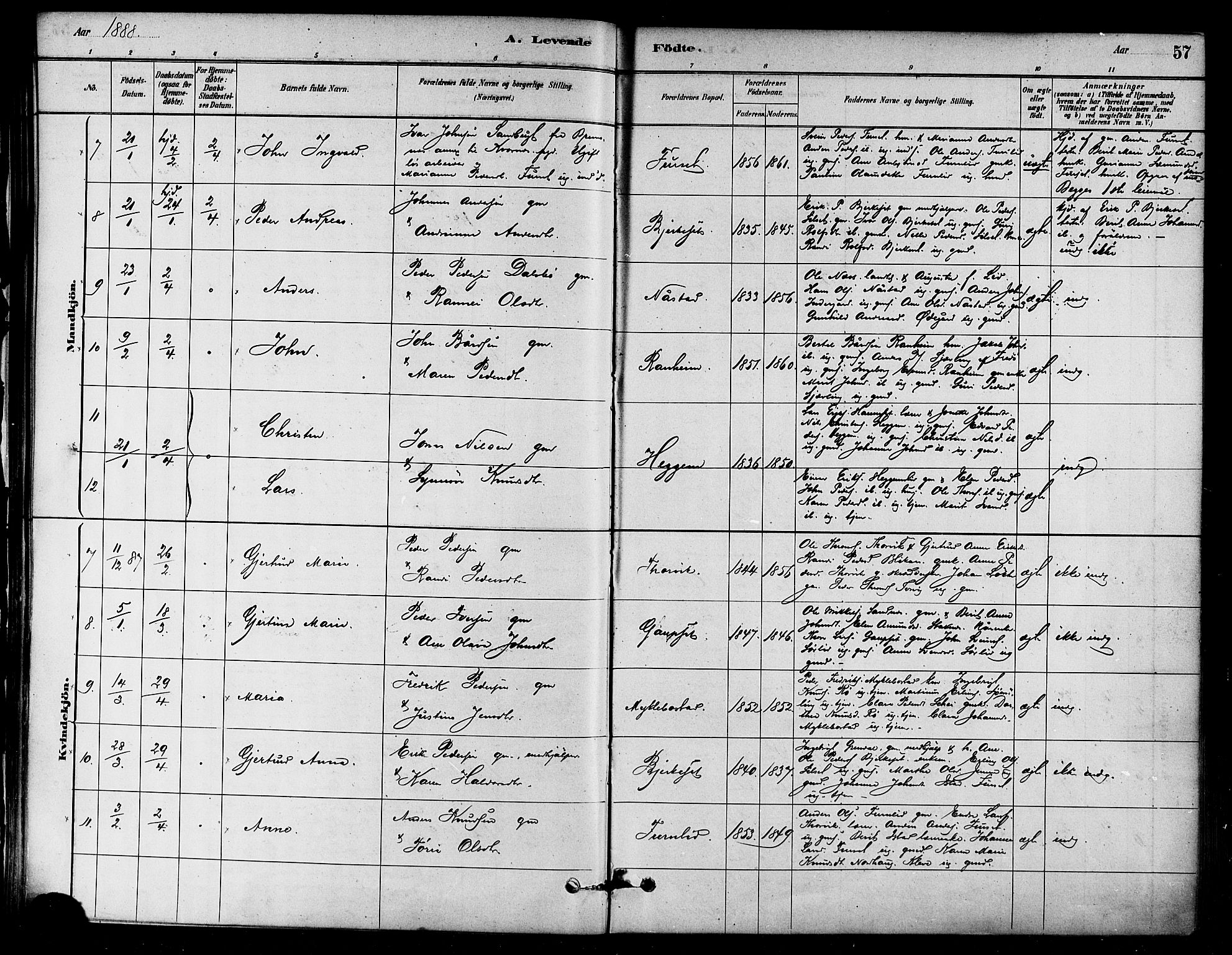 Ministerialprotokoller, klokkerbøker og fødselsregistre - Møre og Romsdal, SAT/A-1454/584/L0967: Parish register (official) no. 584A07, 1879-1894, p. 57