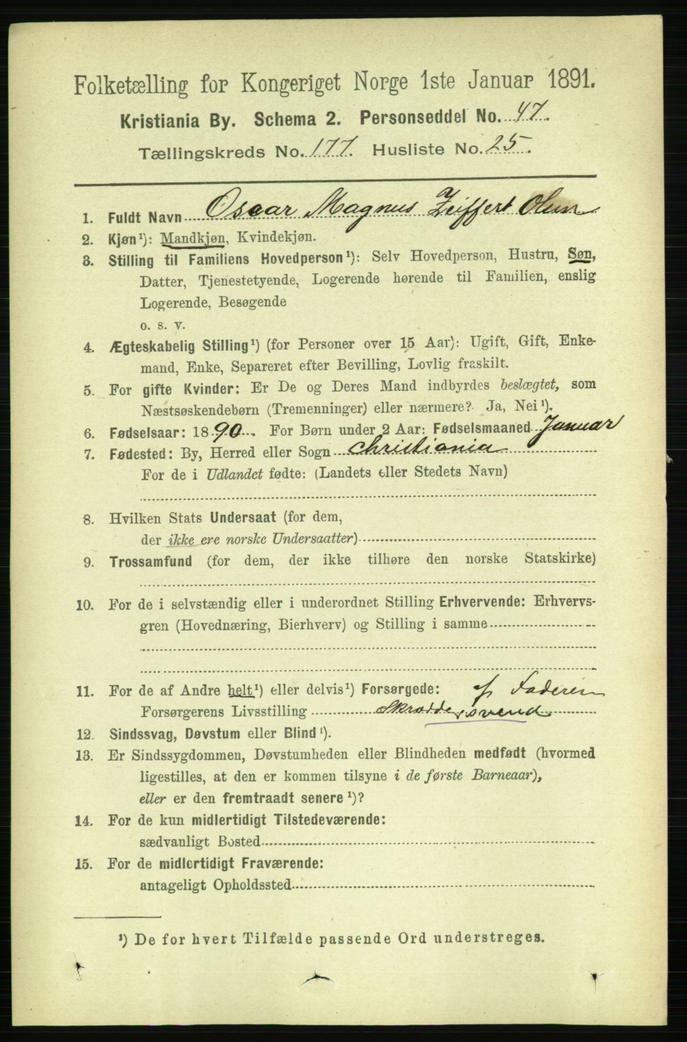 RA, 1891 census for 0301 Kristiania, 1891, p. 106945
