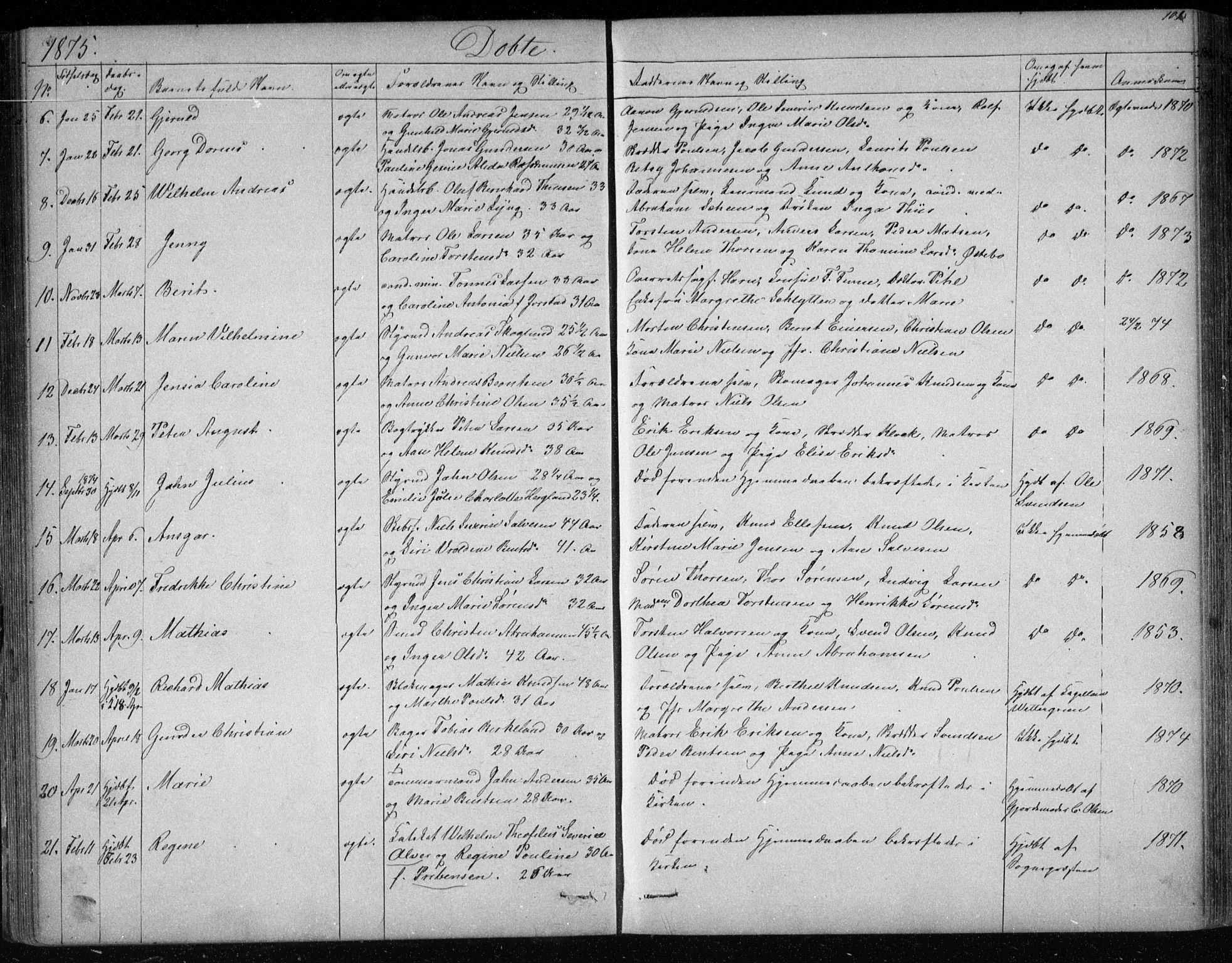 Risør sokneprestkontor, AV/SAK-1111-0035/F/Fb/L0006: Parish register (copy) no. B 6, 1850-1884, p. 102