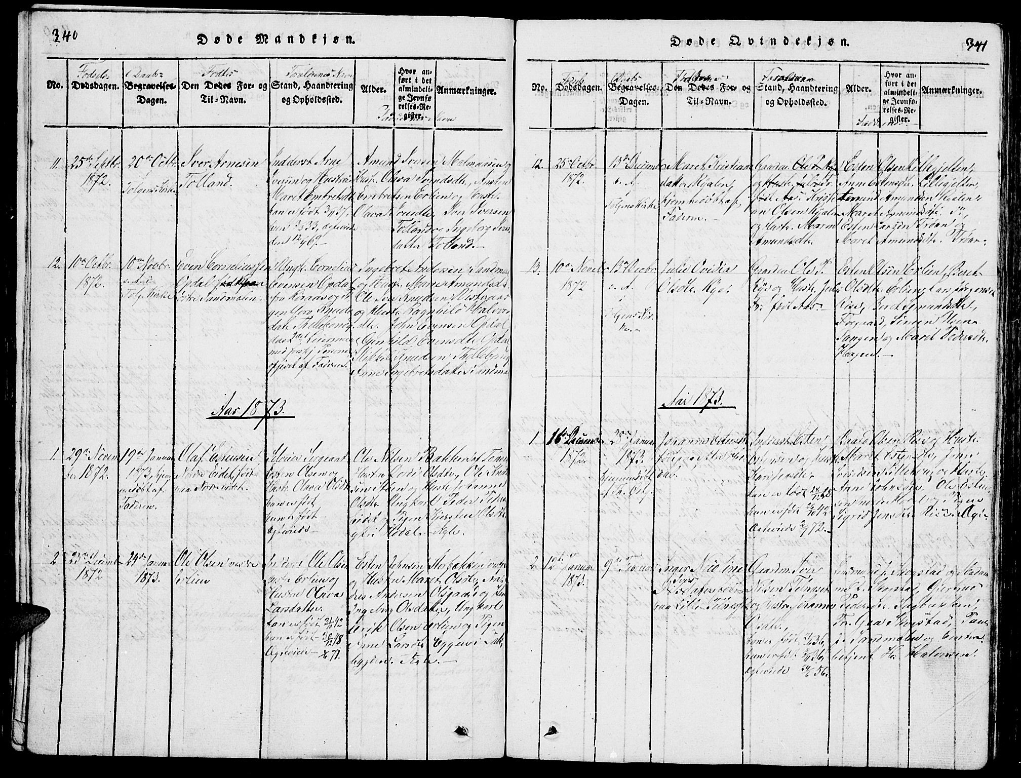 Tolga prestekontor, SAH/PREST-062/L/L0001: Parish register (copy) no. 1, 1814-1877, p. 340-341