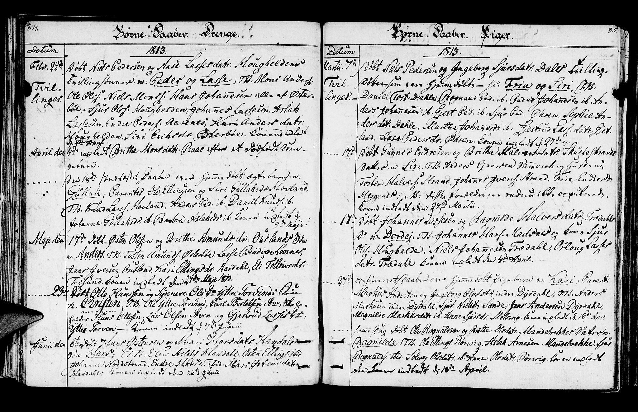 Lavik sokneprestembete, SAB/A-80901: Parish register (official) no. A 1, 1809-1822, p. 84-85