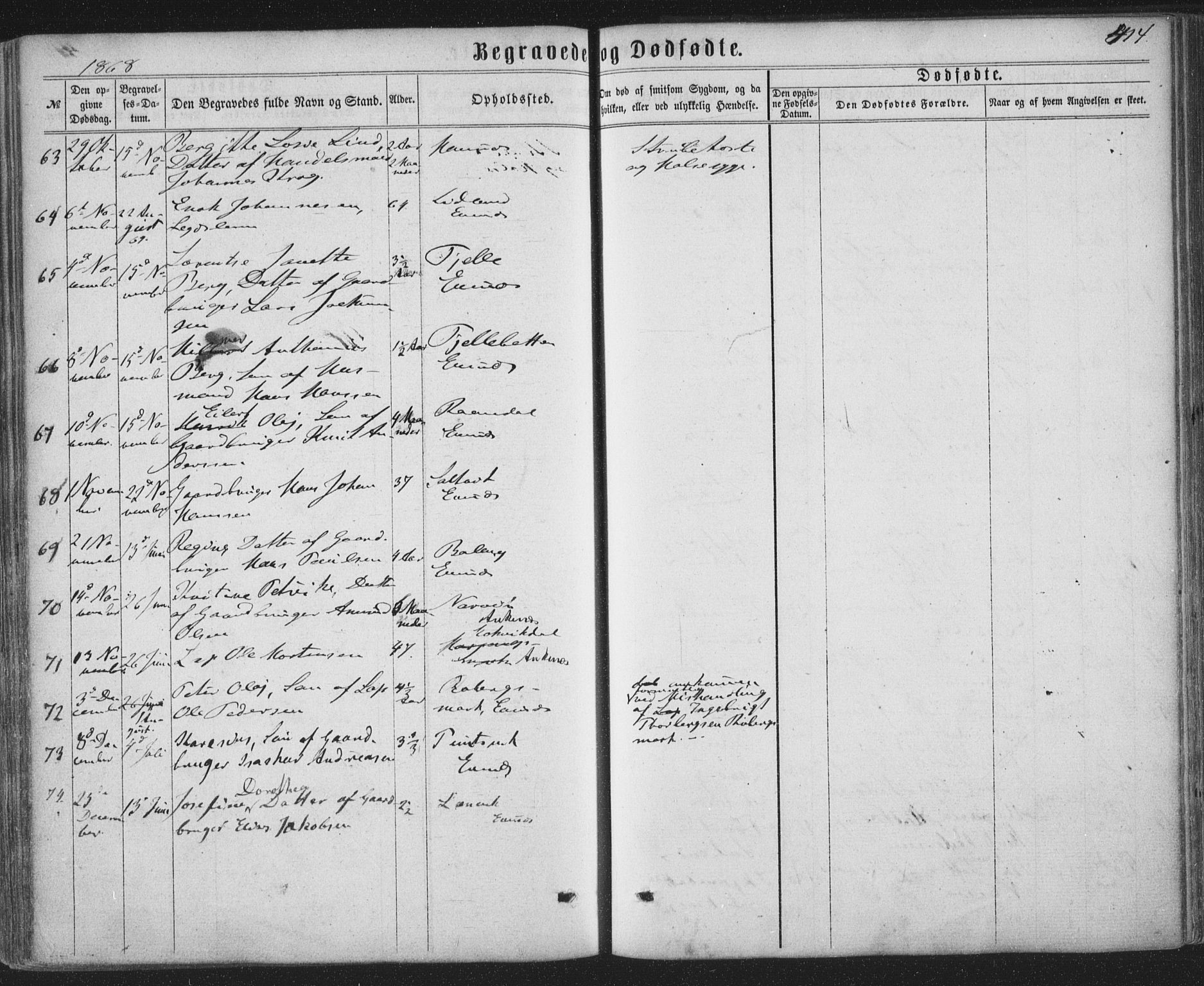 Ministerialprotokoller, klokkerbøker og fødselsregistre - Nordland, AV/SAT-A-1459/863/L0896: Parish register (official) no. 863A08, 1861-1871, p. 414