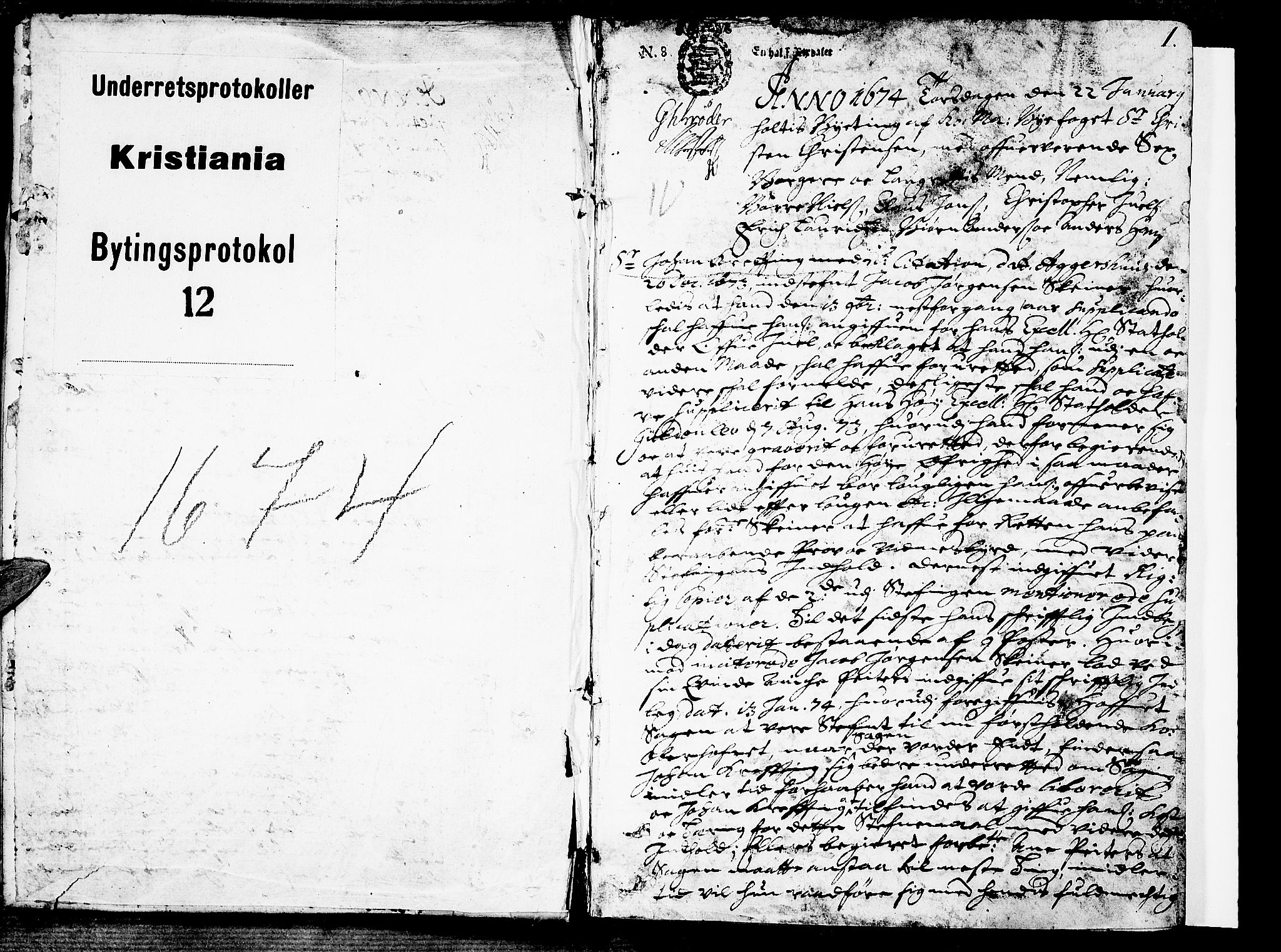 Christiania byfogd, SAO/A-11543/F/Fb/L0012: Tingbok, 1674, p. 0b-1a
