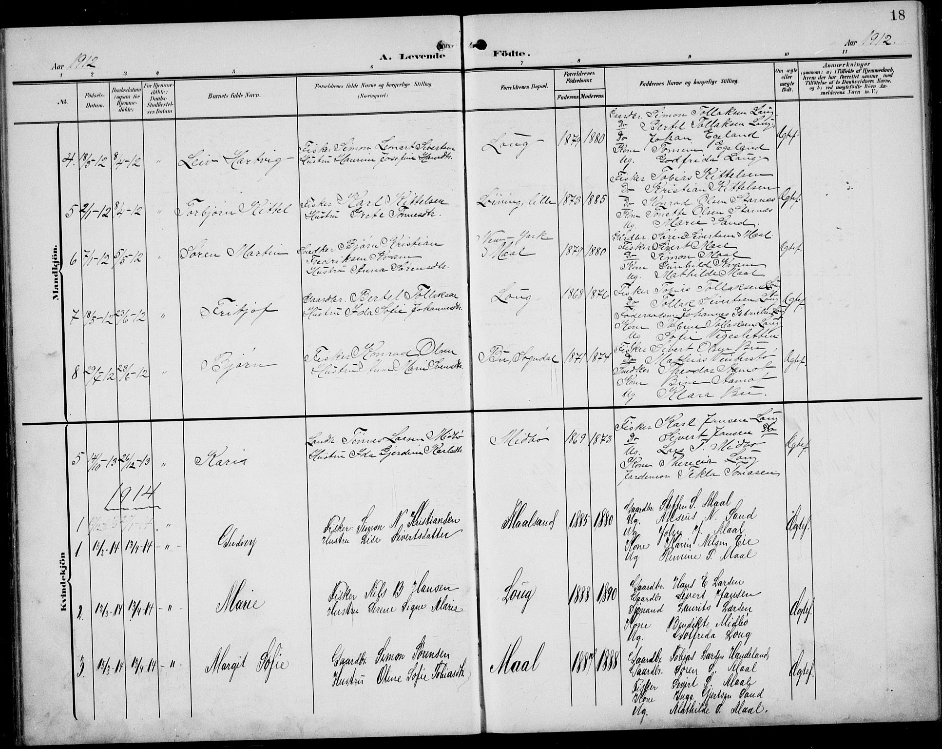 Sokndal sokneprestkontor, SAST/A-101808: Parish register (copy) no. B 7, 1904-1935, p. 18