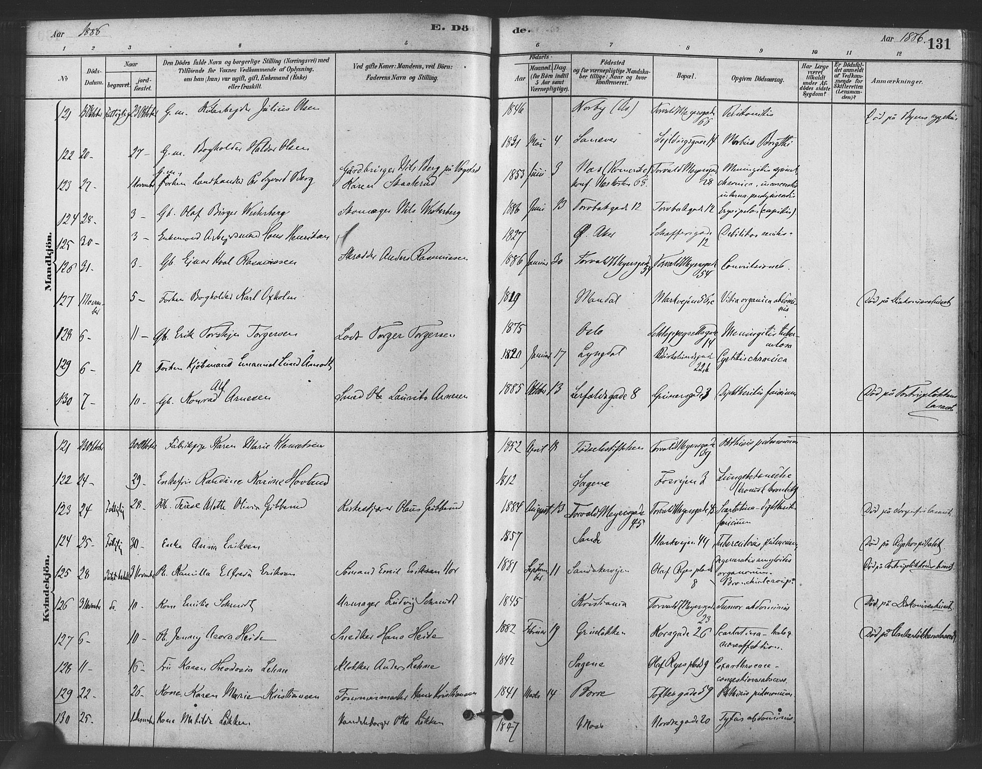 Paulus prestekontor Kirkebøker, AV/SAO-A-10871/F/Fa/L0005: Parish register (official) no. 5, 1879-1889, p. 131