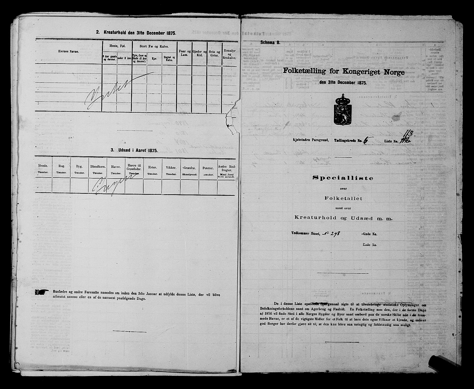 SAKO, 1875 census for 0805P Porsgrunn, 1875, p. 273