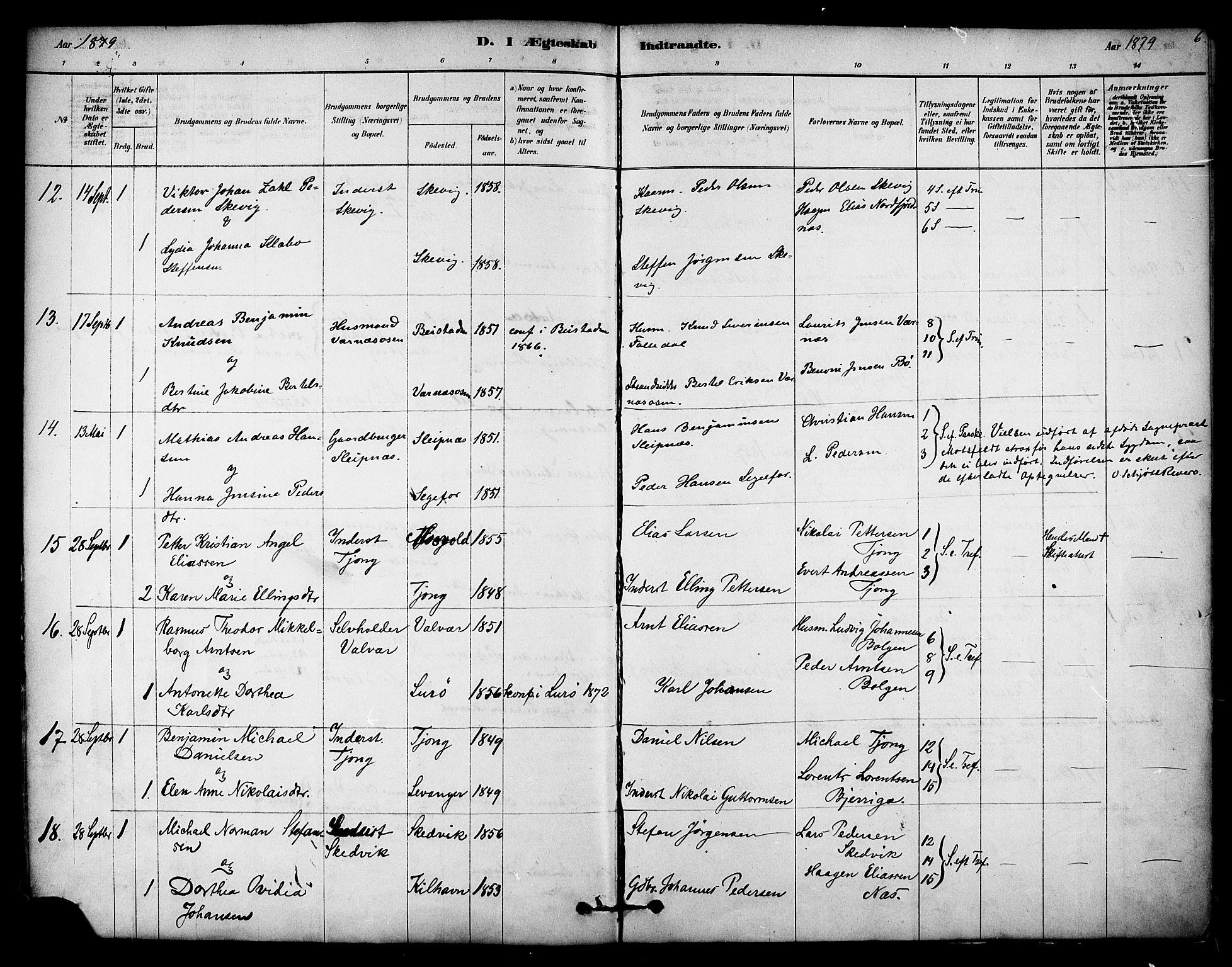 Ministerialprotokoller, klokkerbøker og fødselsregistre - Nordland, AV/SAT-A-1459/841/L0609: Parish register (official) no. 841A13, 1878-1902, p. 6