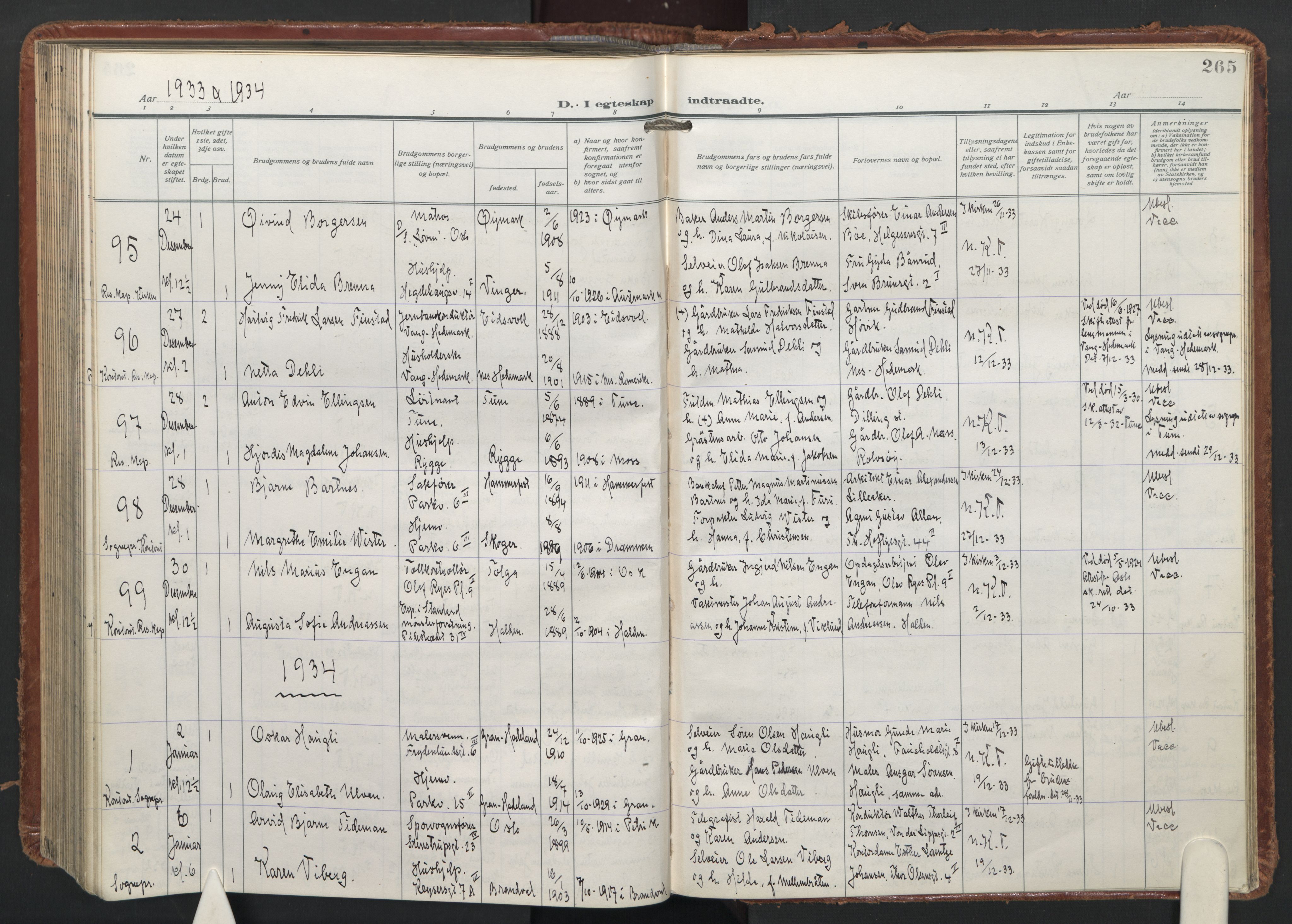 Trefoldighet prestekontor Kirkebøker, AV/SAO-A-10882/F/Fc/L0009: Parish register (official) no. III 9, 1922-1936, p. 265