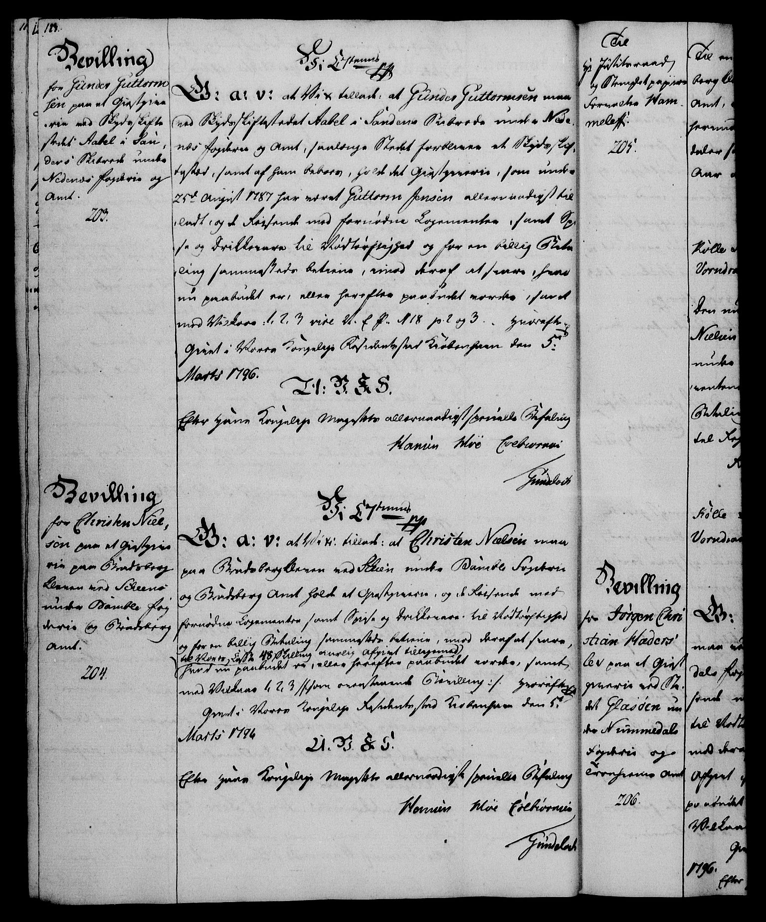 Rentekammeret, Kammerkanselliet, AV/RA-EA-3111/G/Gg/Gga/L0016: Norsk ekspedisjonsprotokoll med register (merket RK 53.16), 1794-1800, p. 123