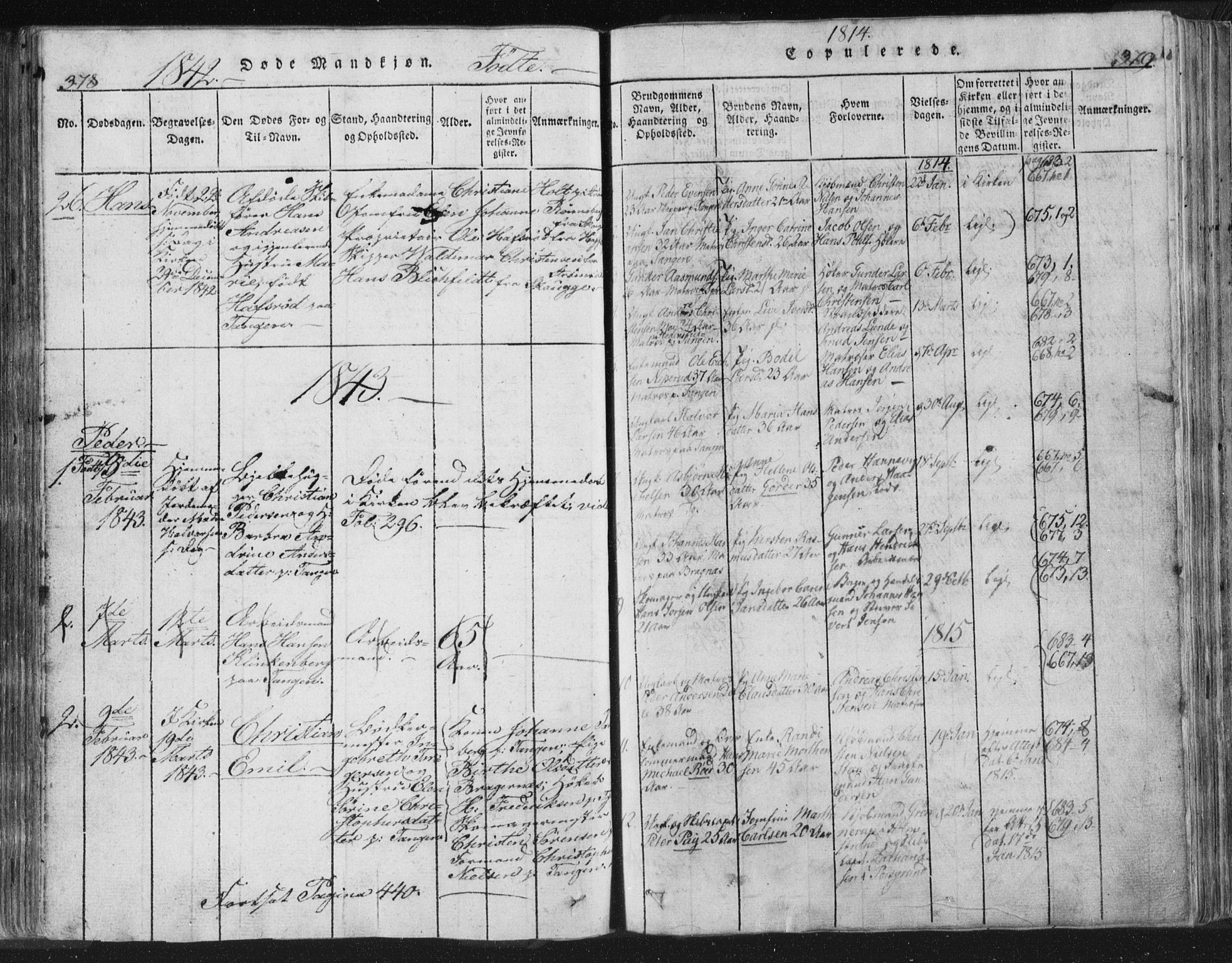 Strømsø kirkebøker, SAKO/A-246/F/Fb/L0004: Parish register (official) no. II 4, 1814-1843, p. 378-379